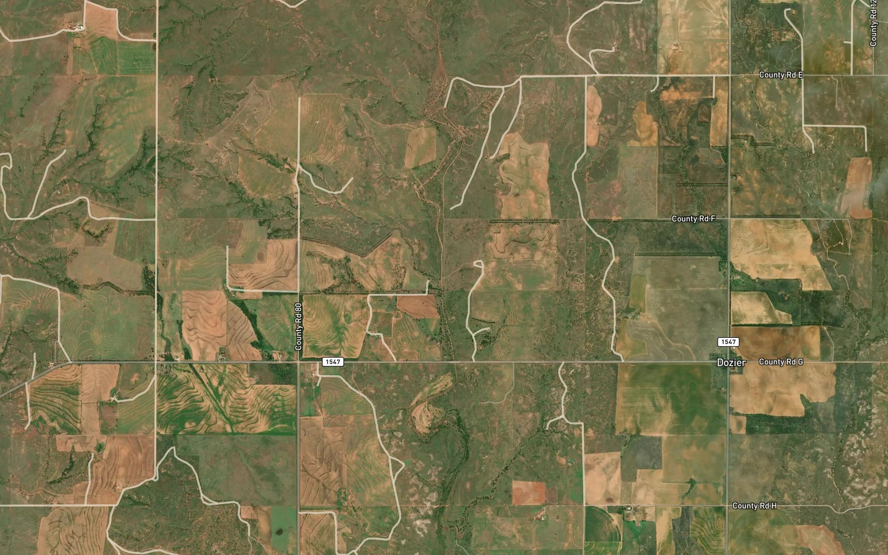 Satellite map of the Sandy Creek