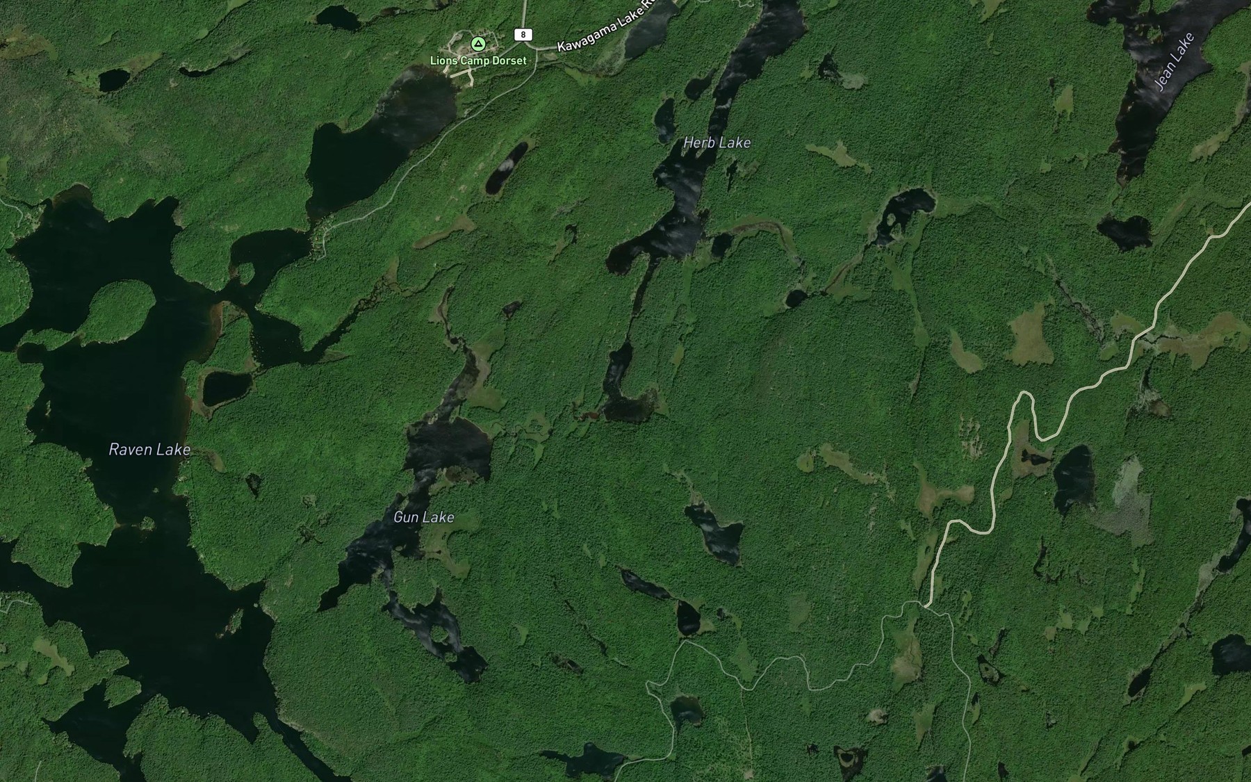 Satellite map of the Ernest Lake