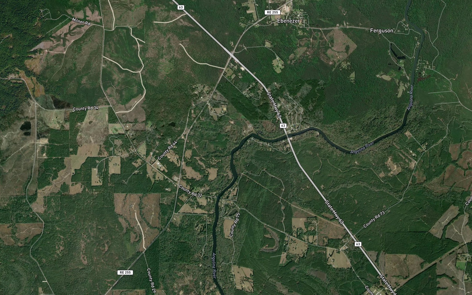 Satellite map of the Boggy Creek