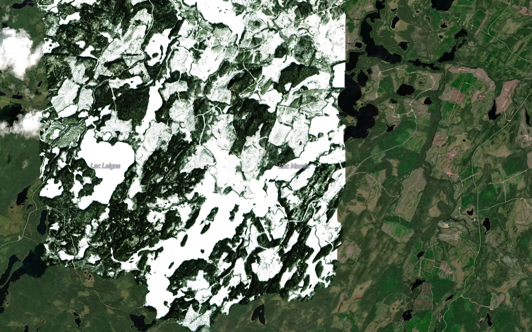 Satellite map of the Lac Maude