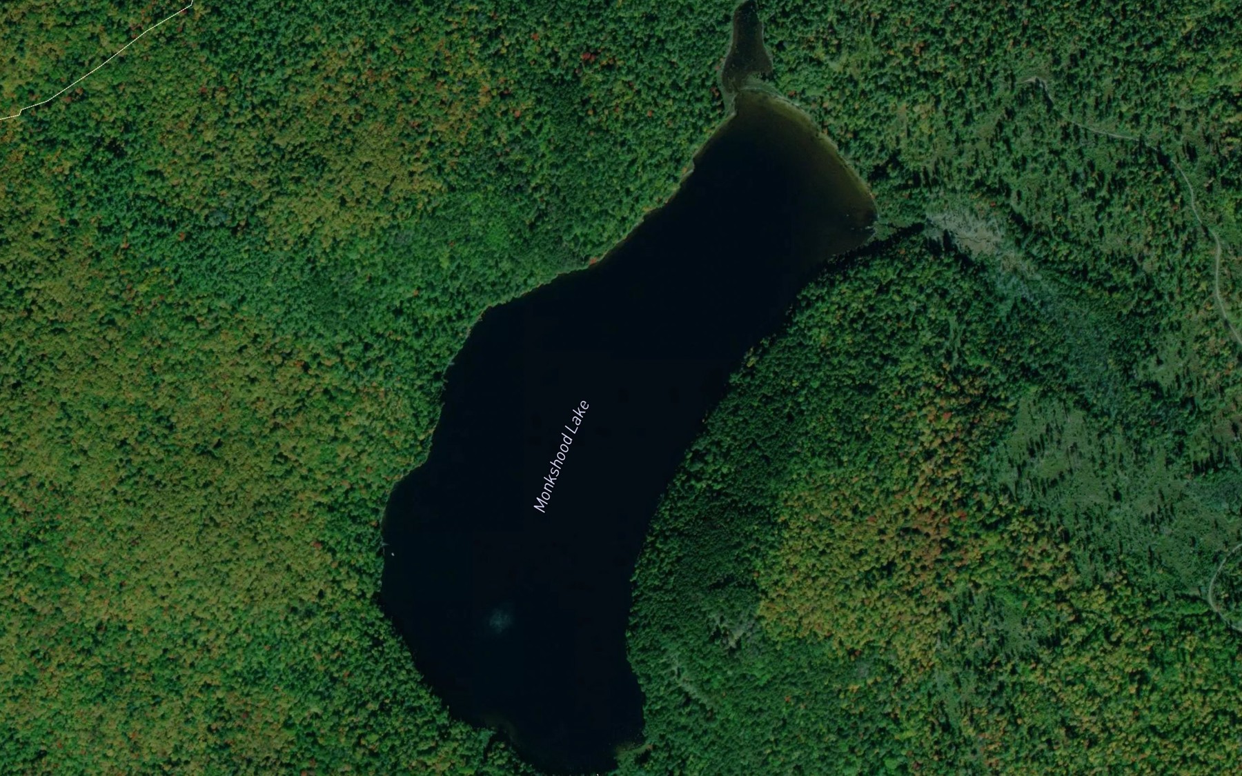 Satellite map of the Monkshood Lake