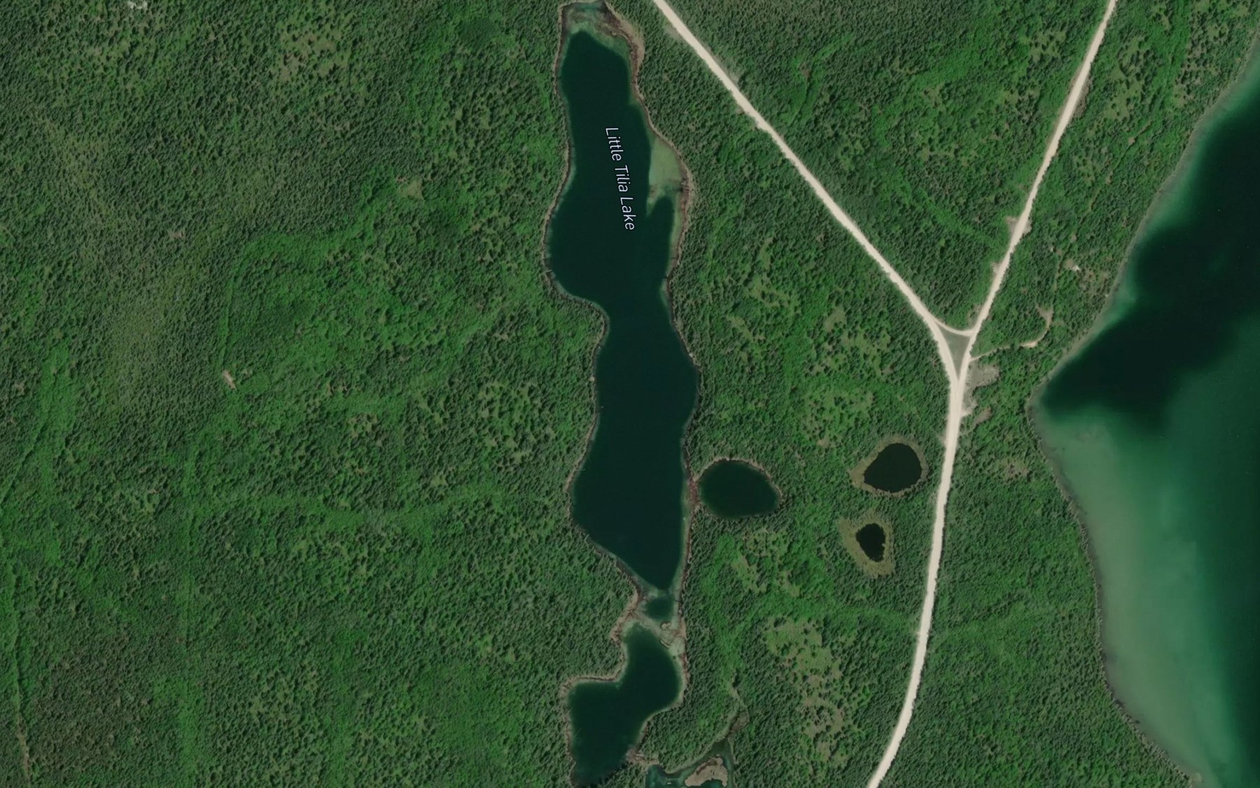 Satellite map of the Little Tilia Lake