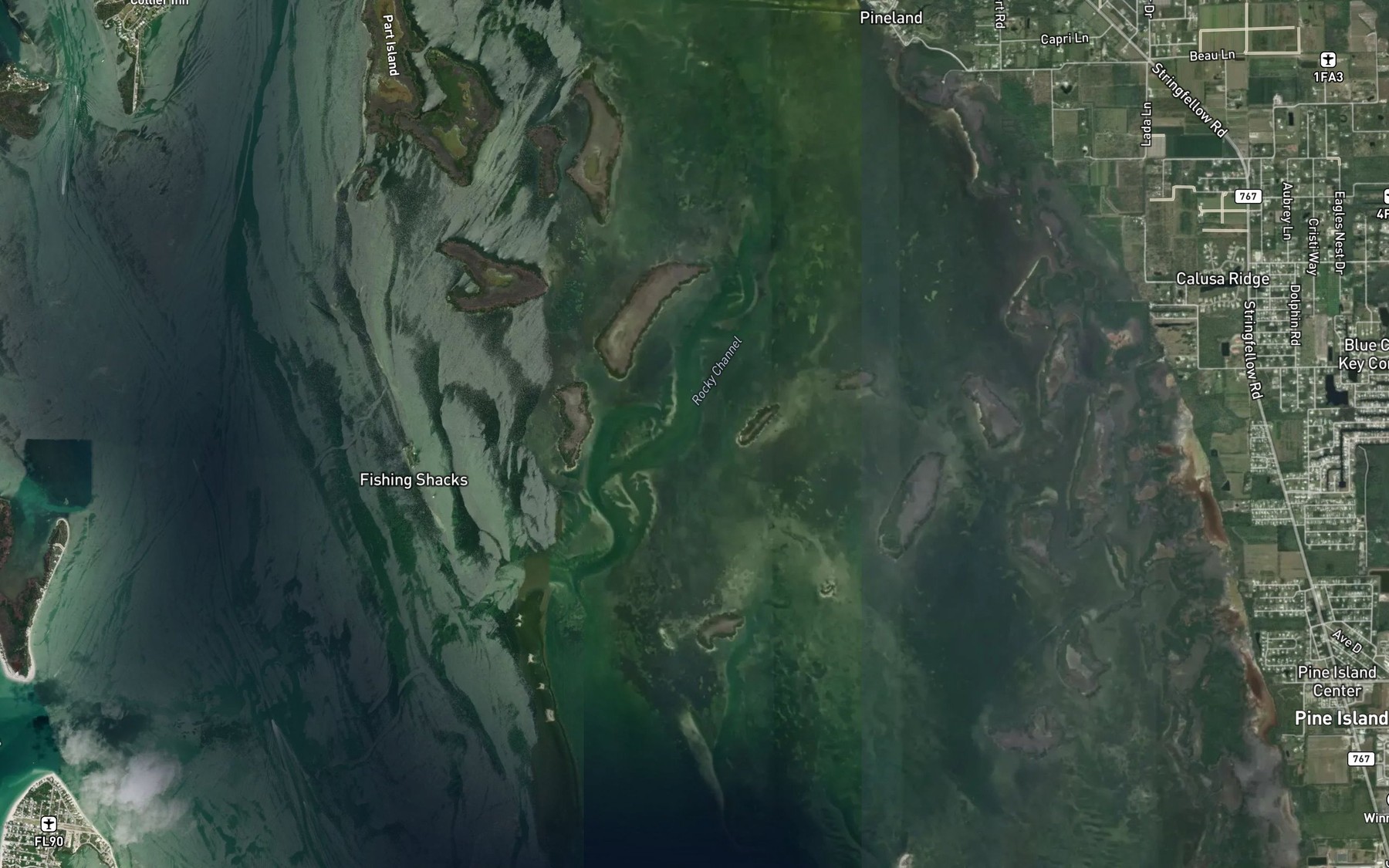 Satellite map of the Rocky Channel