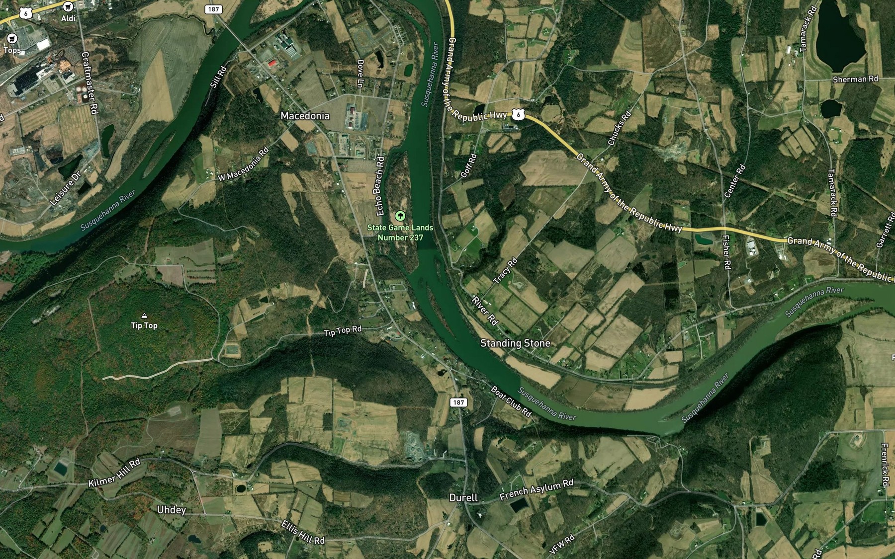Satellite map of the Vought Creek