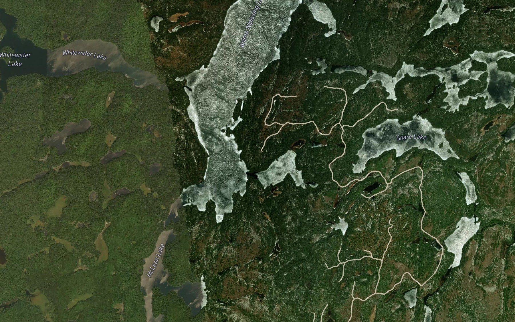 Satellite map of the Snare Bay