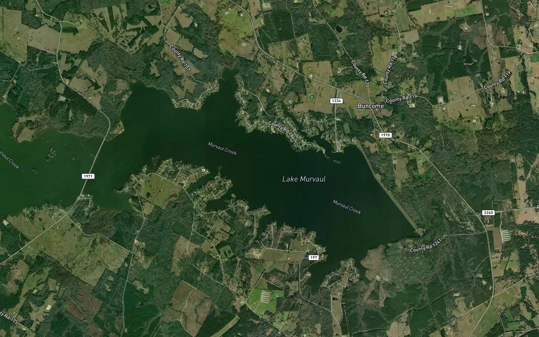 Satellite map of the Lake Murvaul