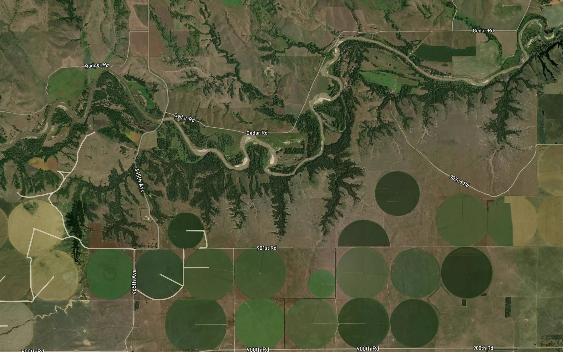 Satellite map of the Naper Creek