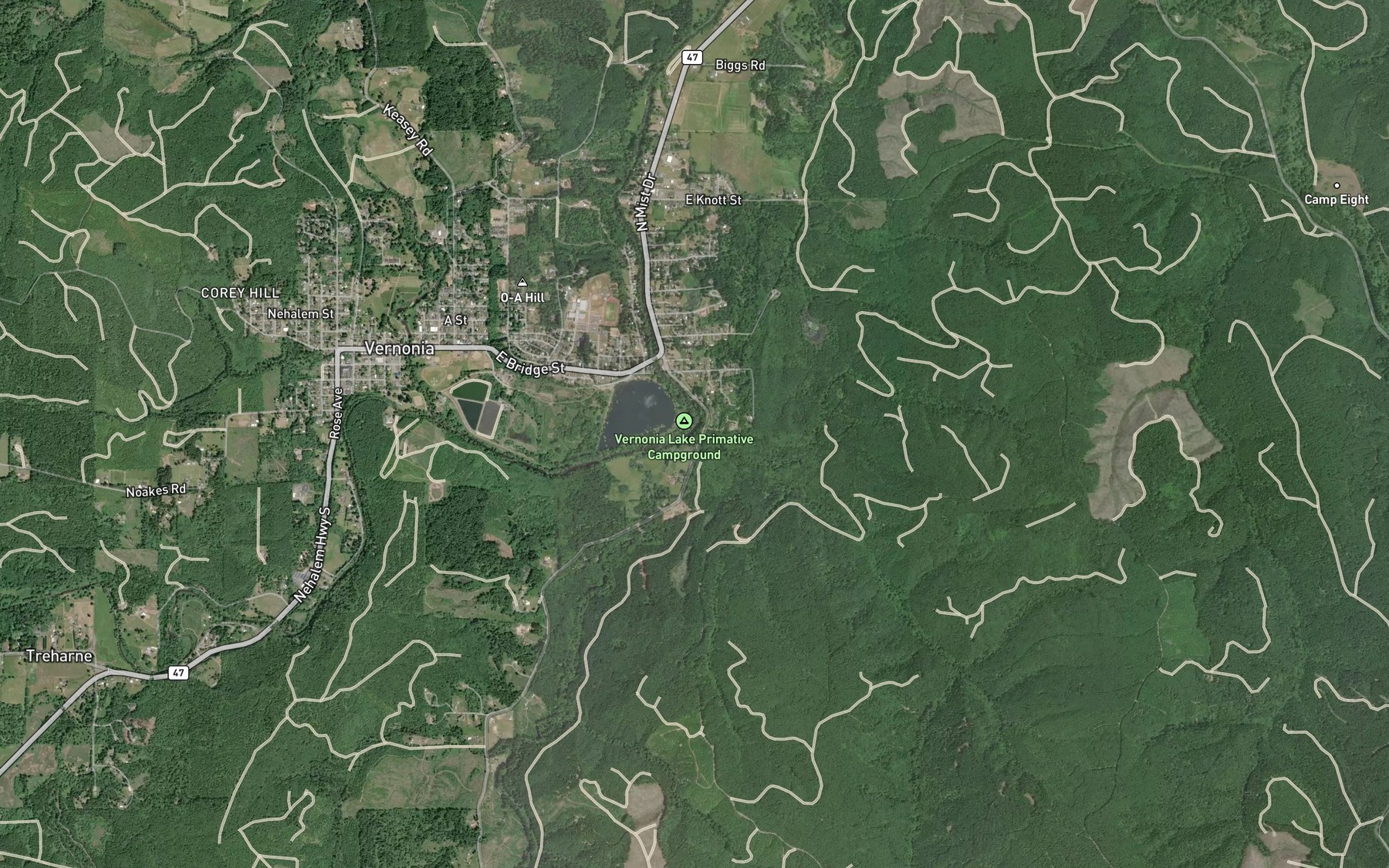 Satellite map of the Coon Creek