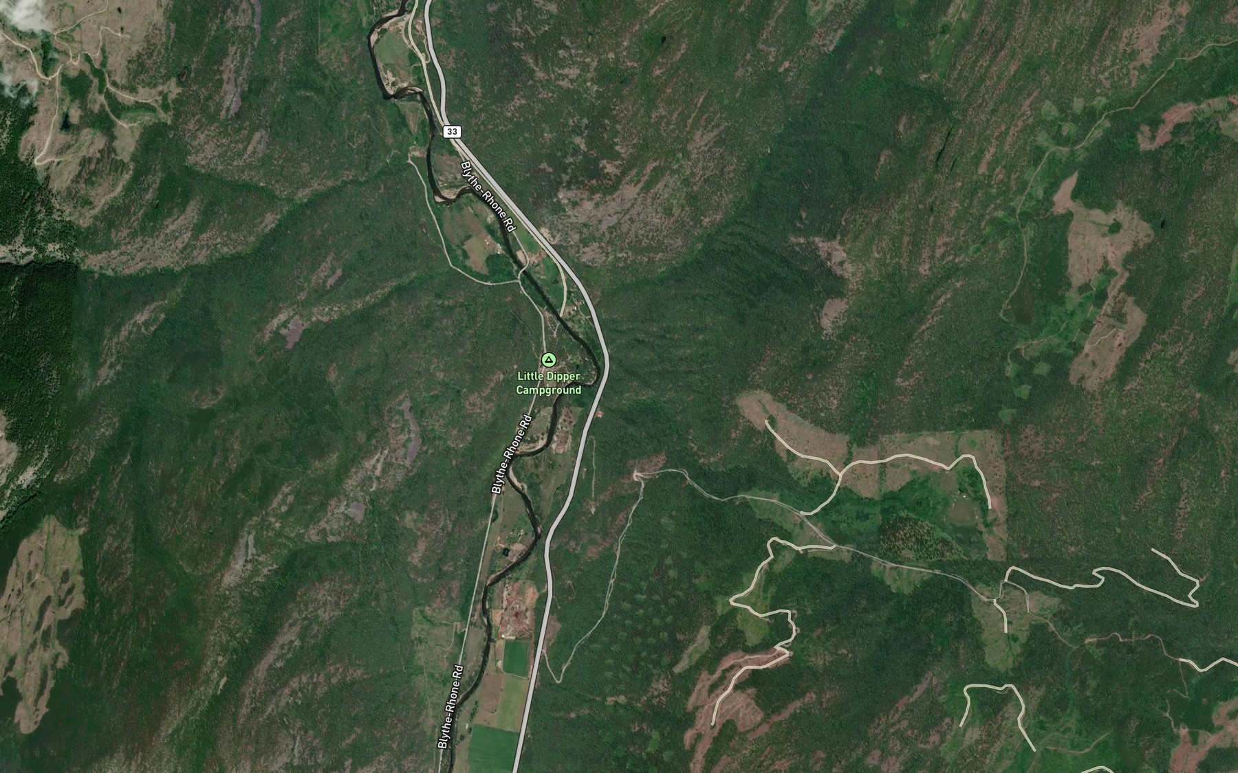 Satellite map of the Wildhorse Creek