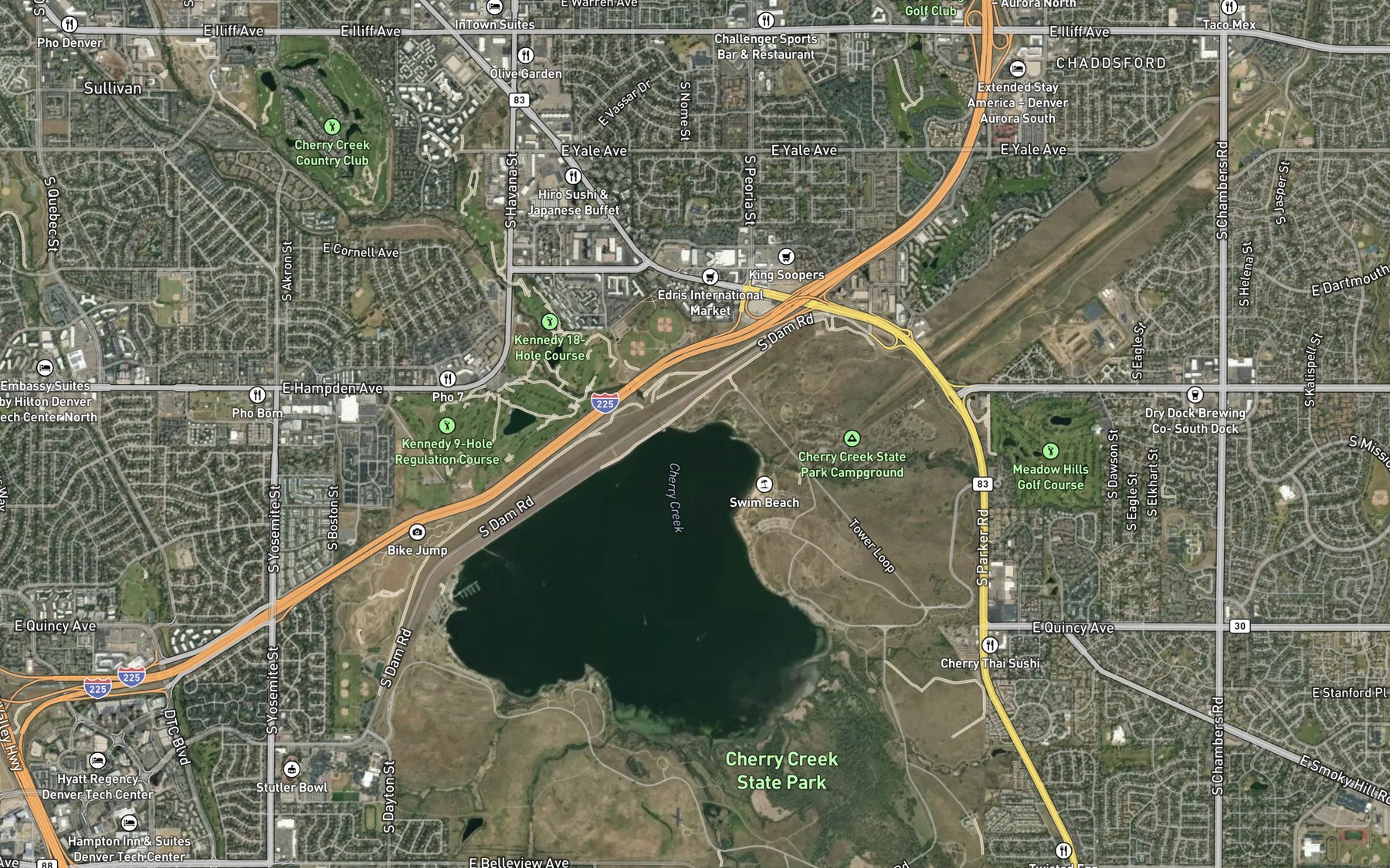 Satellite map of the Tower Loop