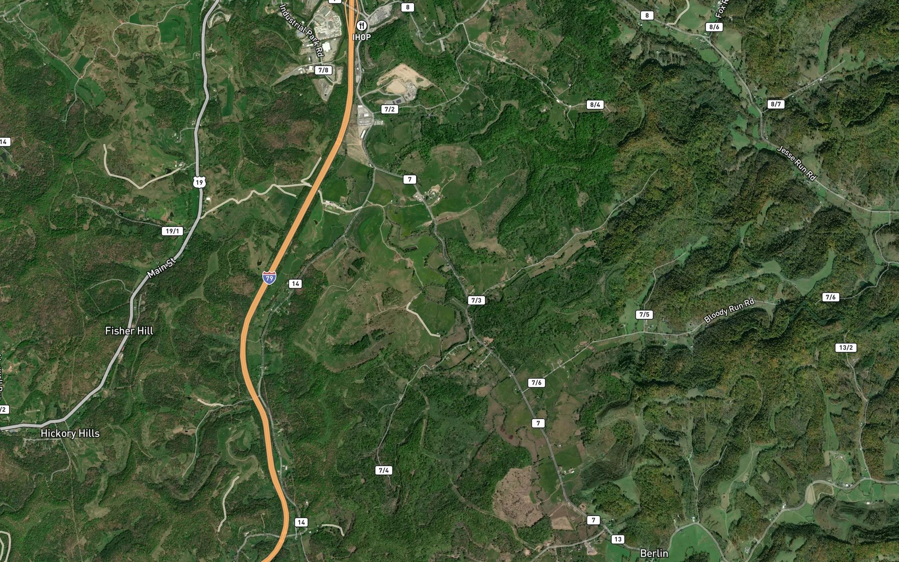 Satellite map of the Stony Run