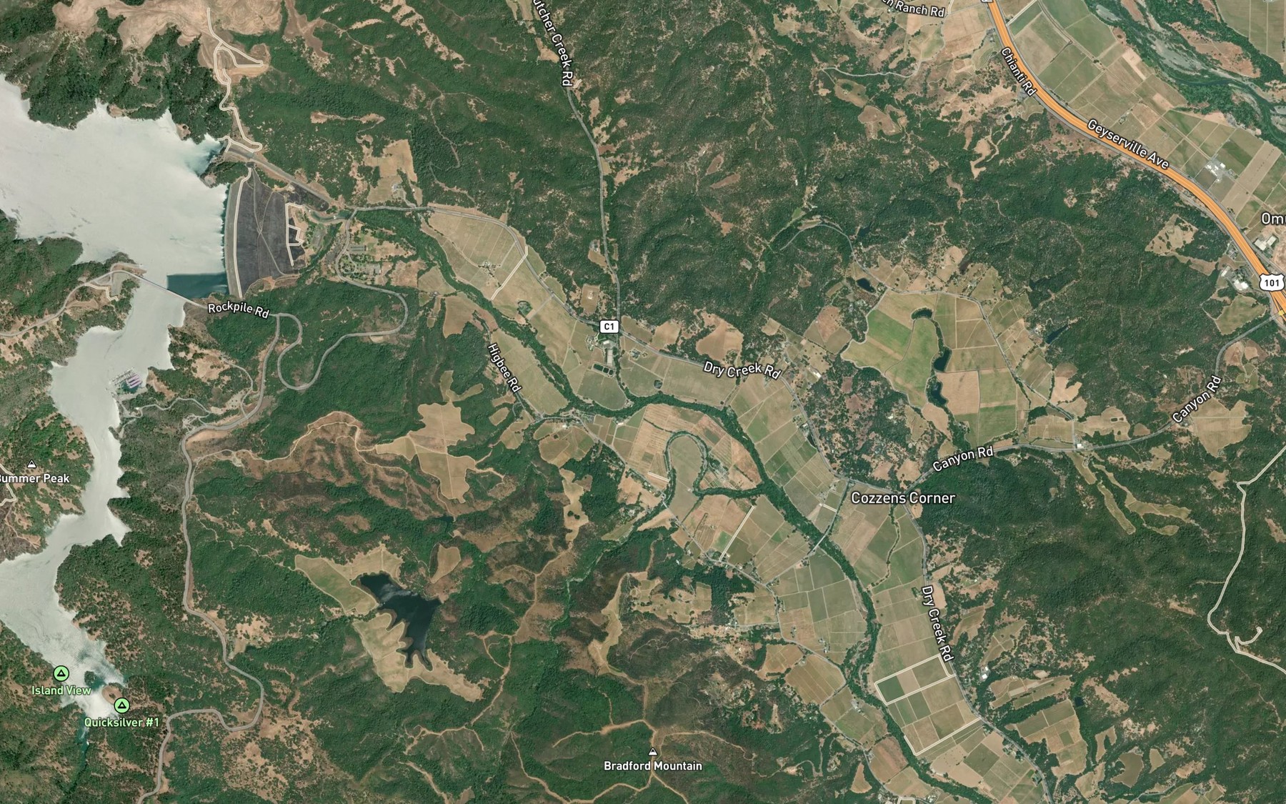 Satellite map of the Dutcher Creek