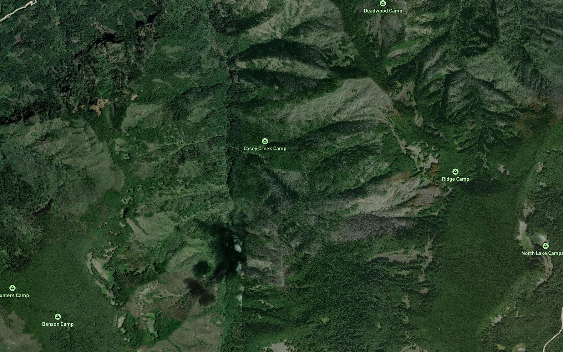 Satellite map of the Hazel Creek