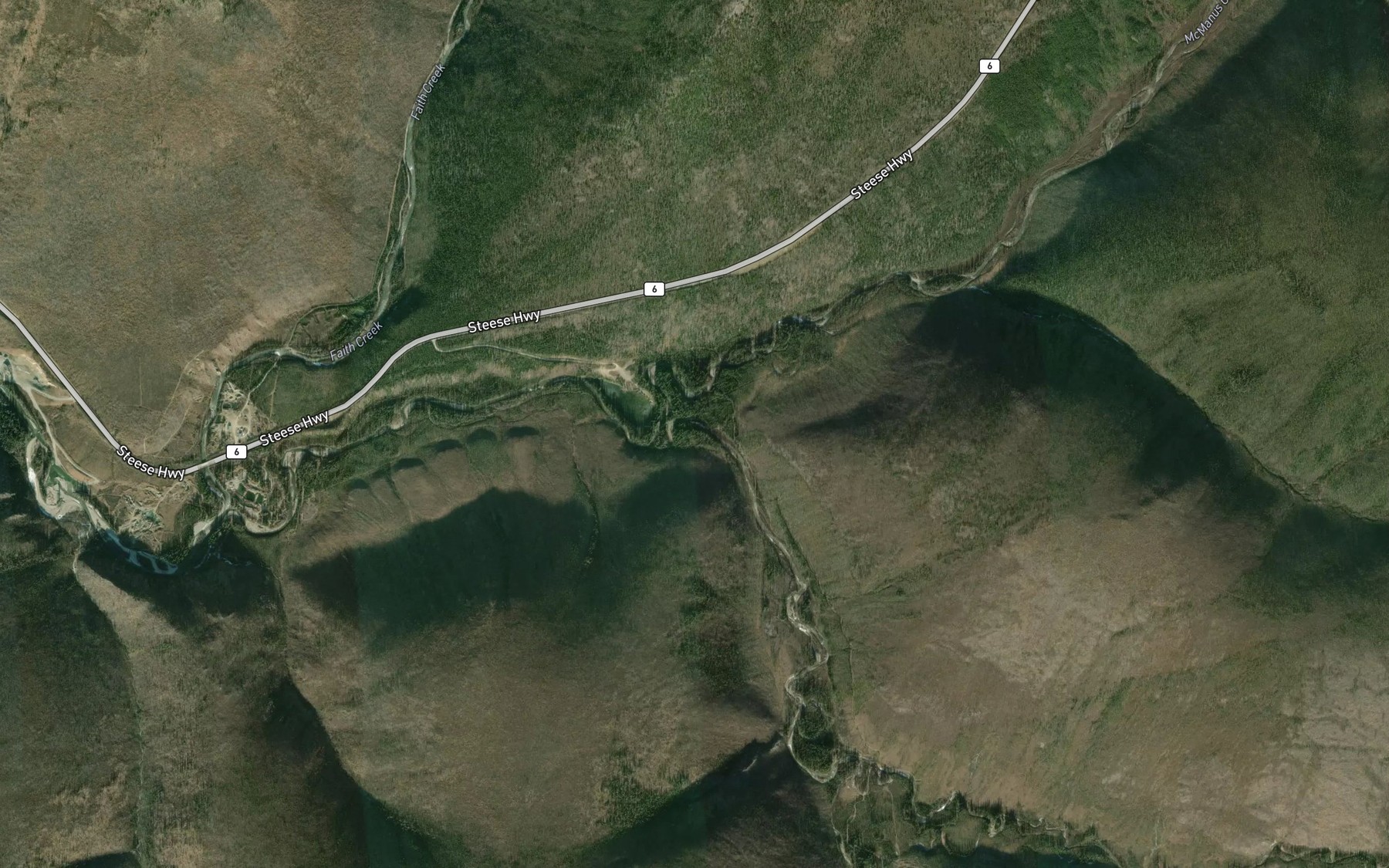 Satellite map of the McManus Creek