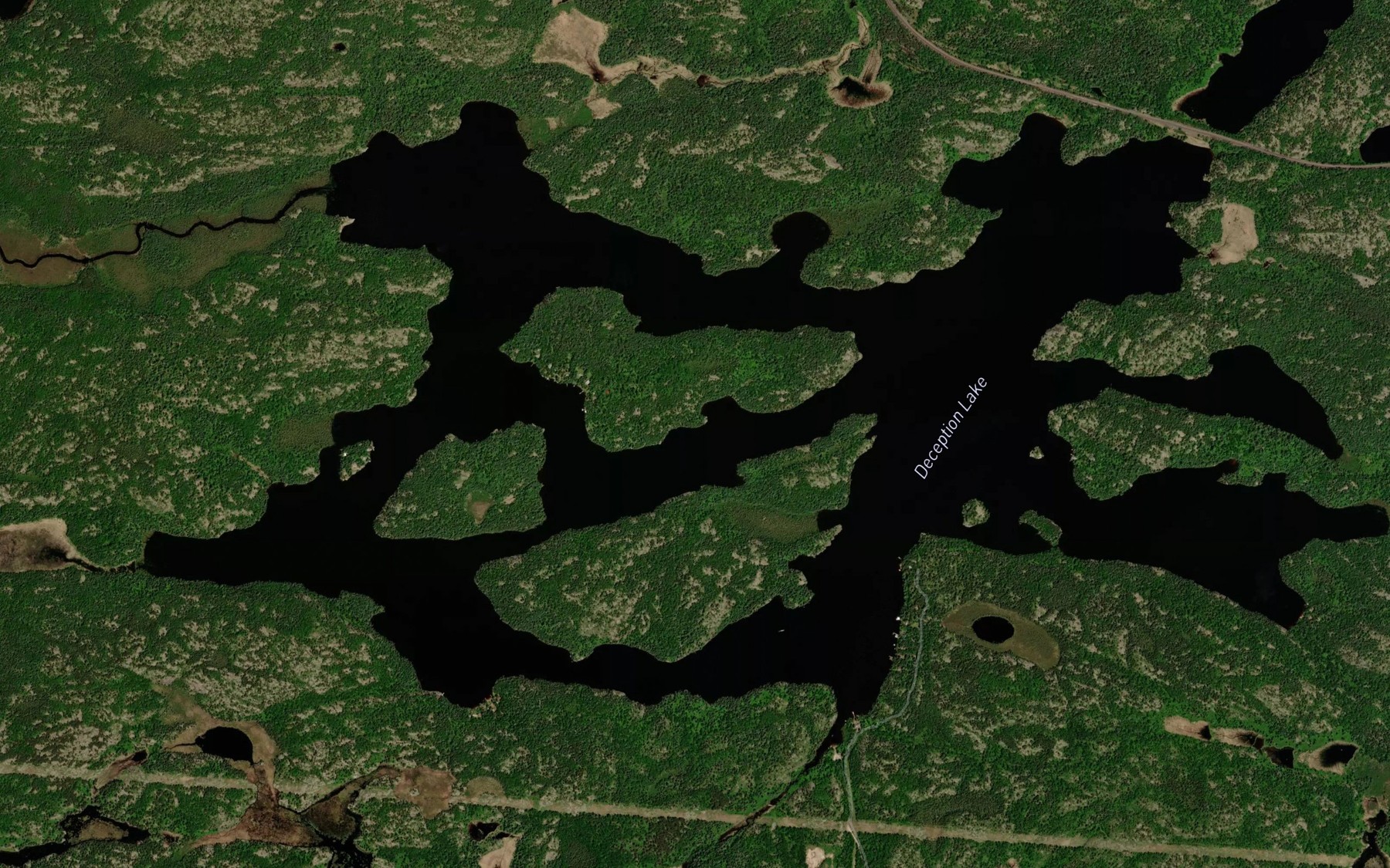 Satellite map of the Deception Lake