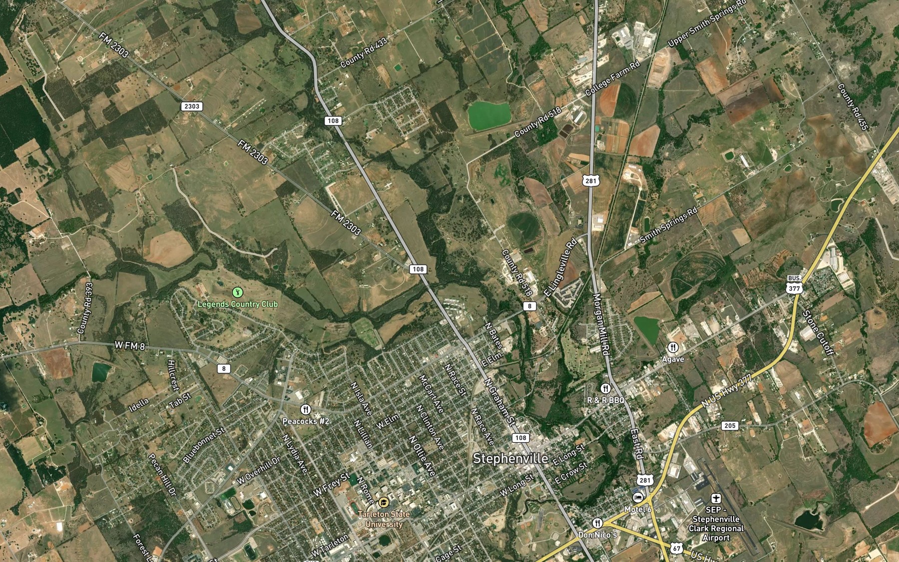 Satellite map of the North Fork North Bosque River
