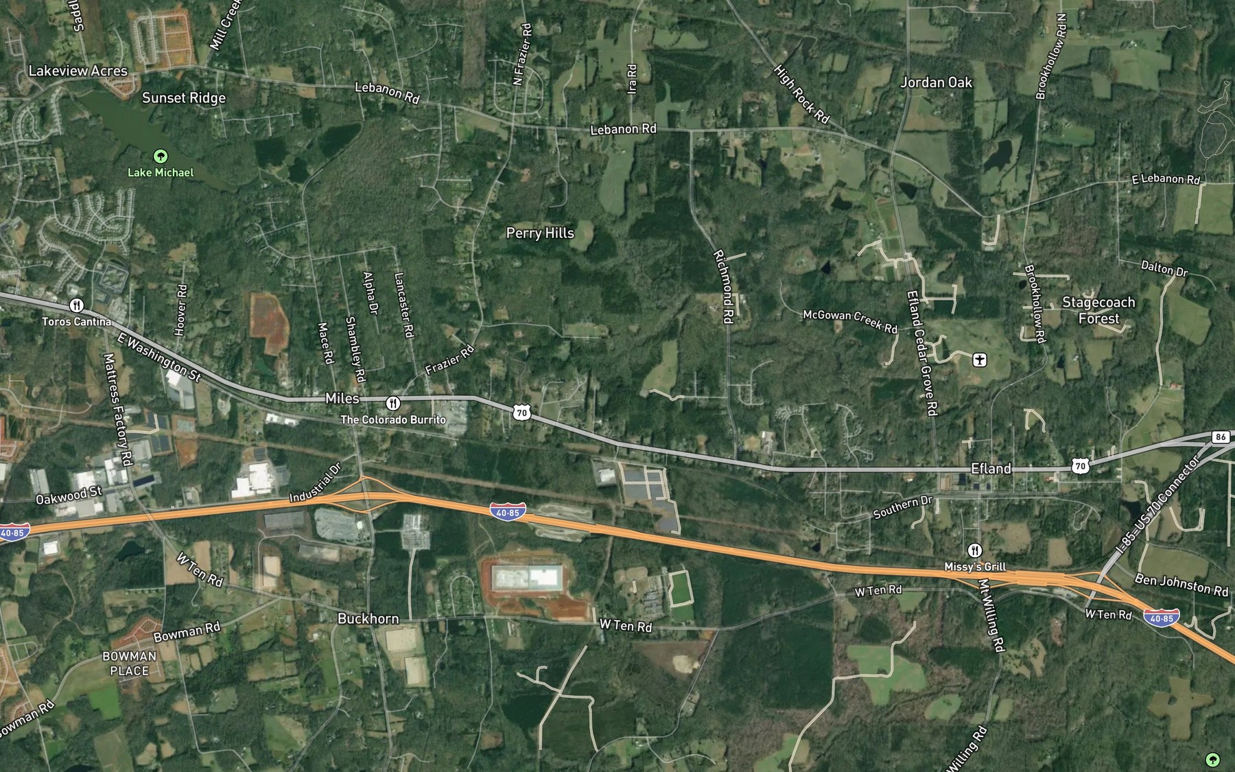 Satellite map of the Crystal Lake