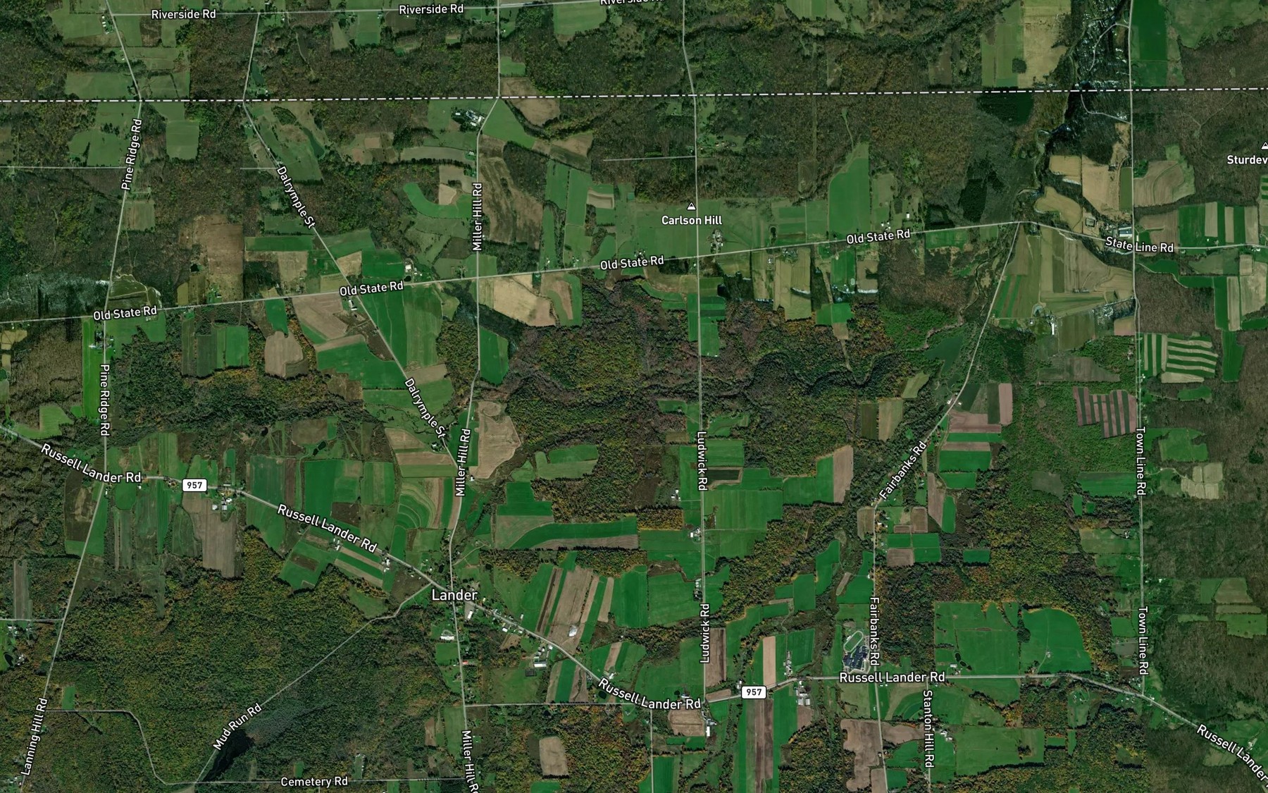 Satellite map of the Rollin Run