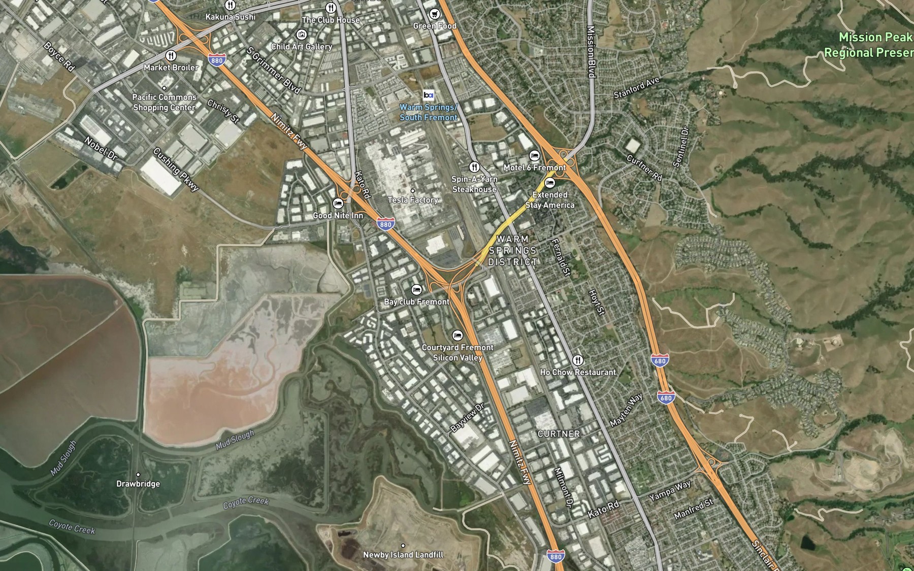Satellite map of the Agua Fria Creek