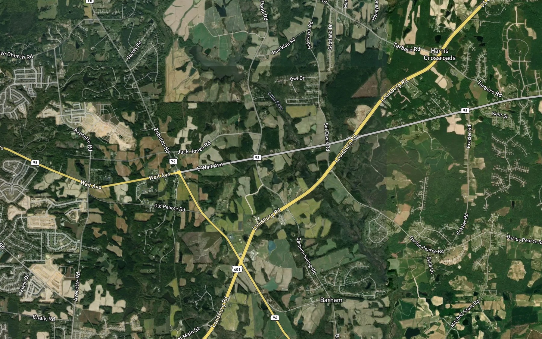 Satellite map of the Shearon Lake