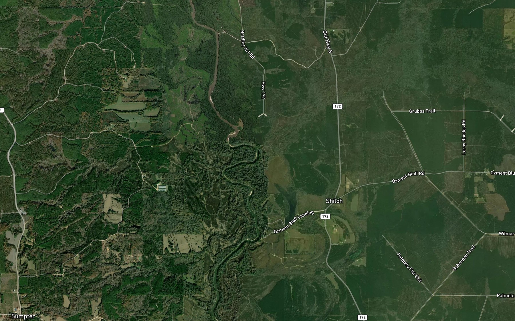 Satellite map of the Clear Creek
