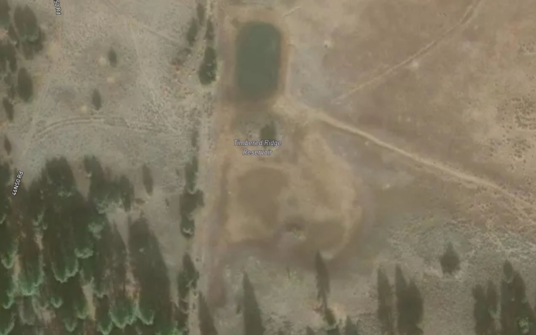 Satellite map of the Timbered Ridge Reservoir