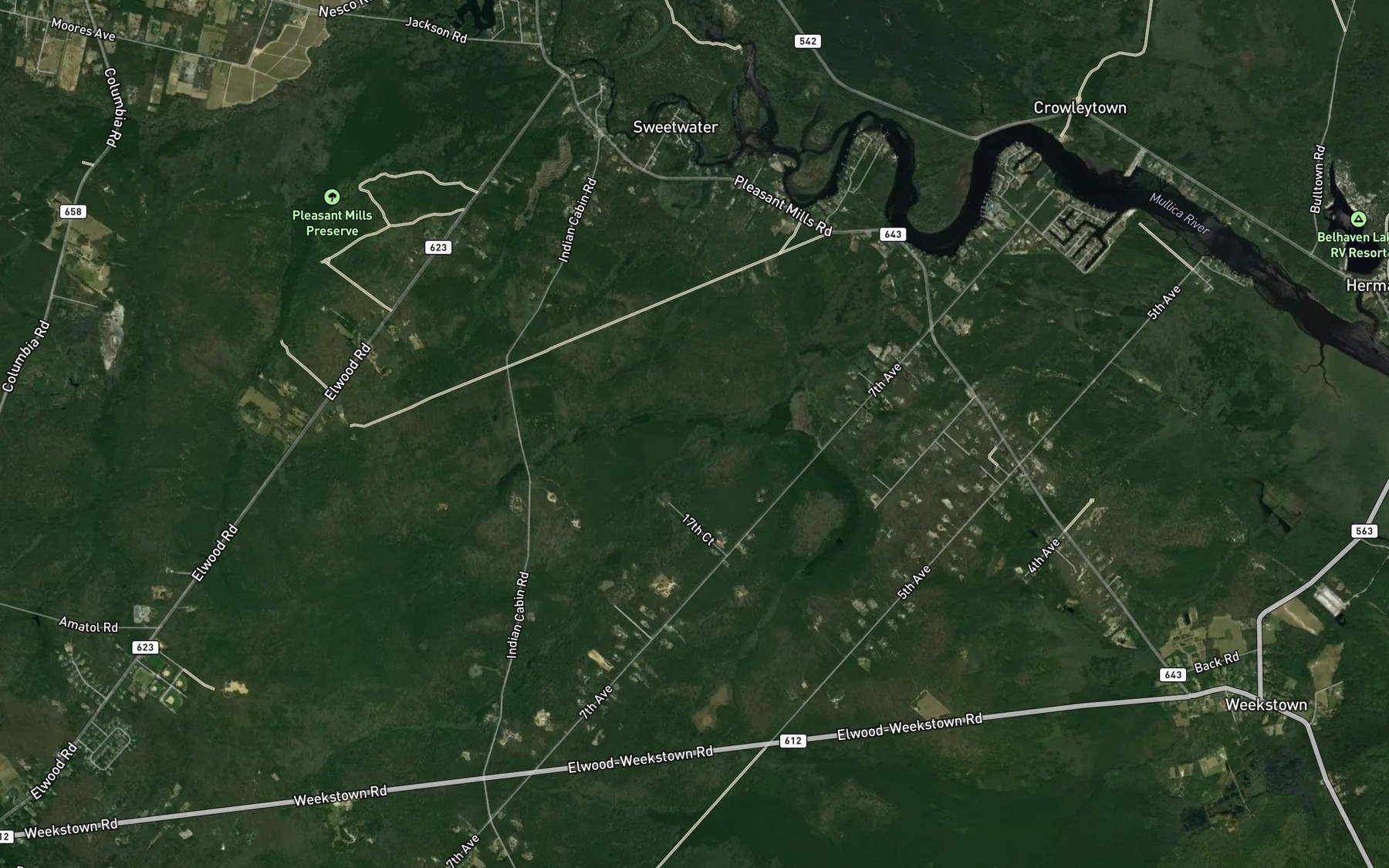 Satellite map of the Second Branch