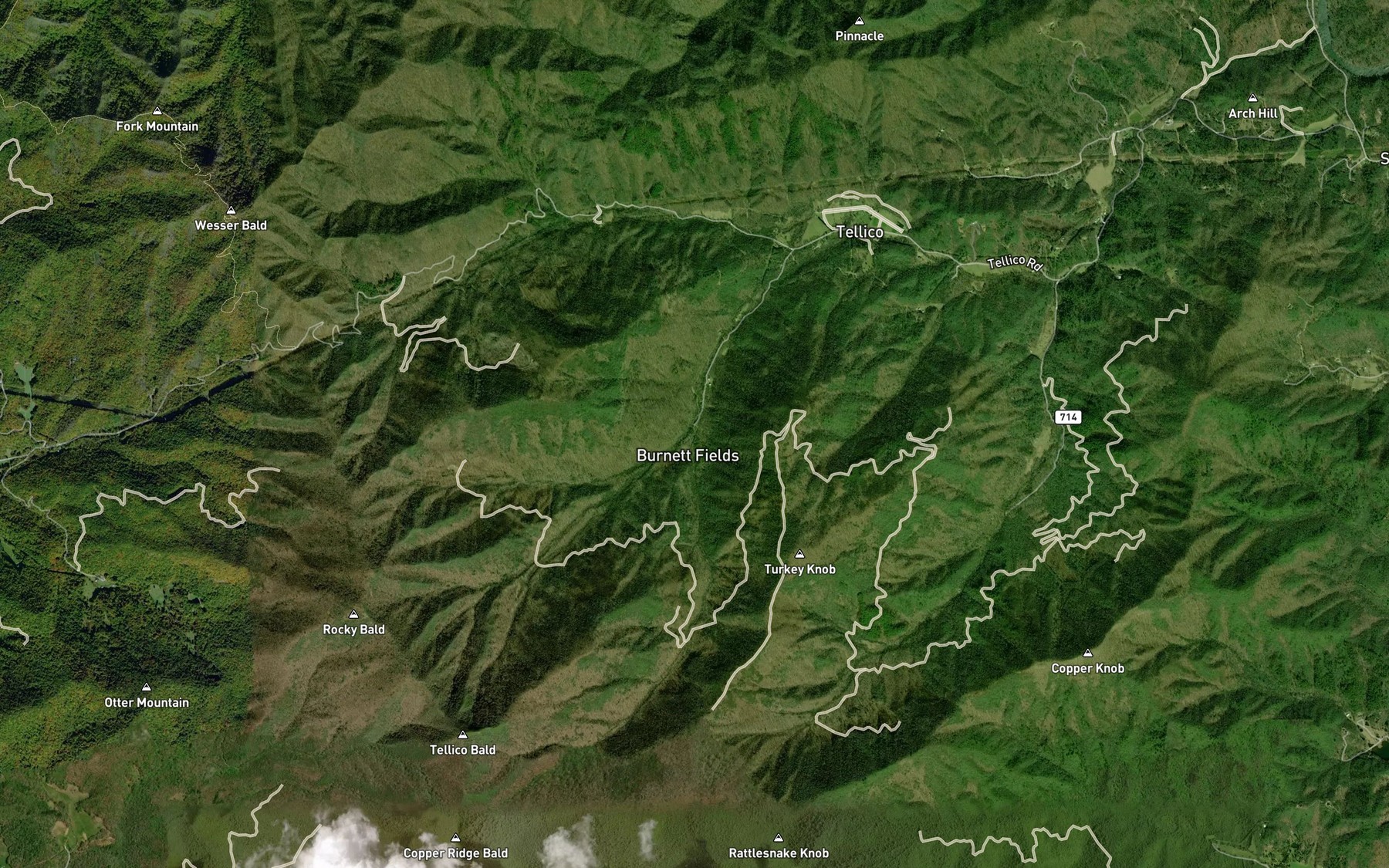 Satellite map of the Laurel Branch