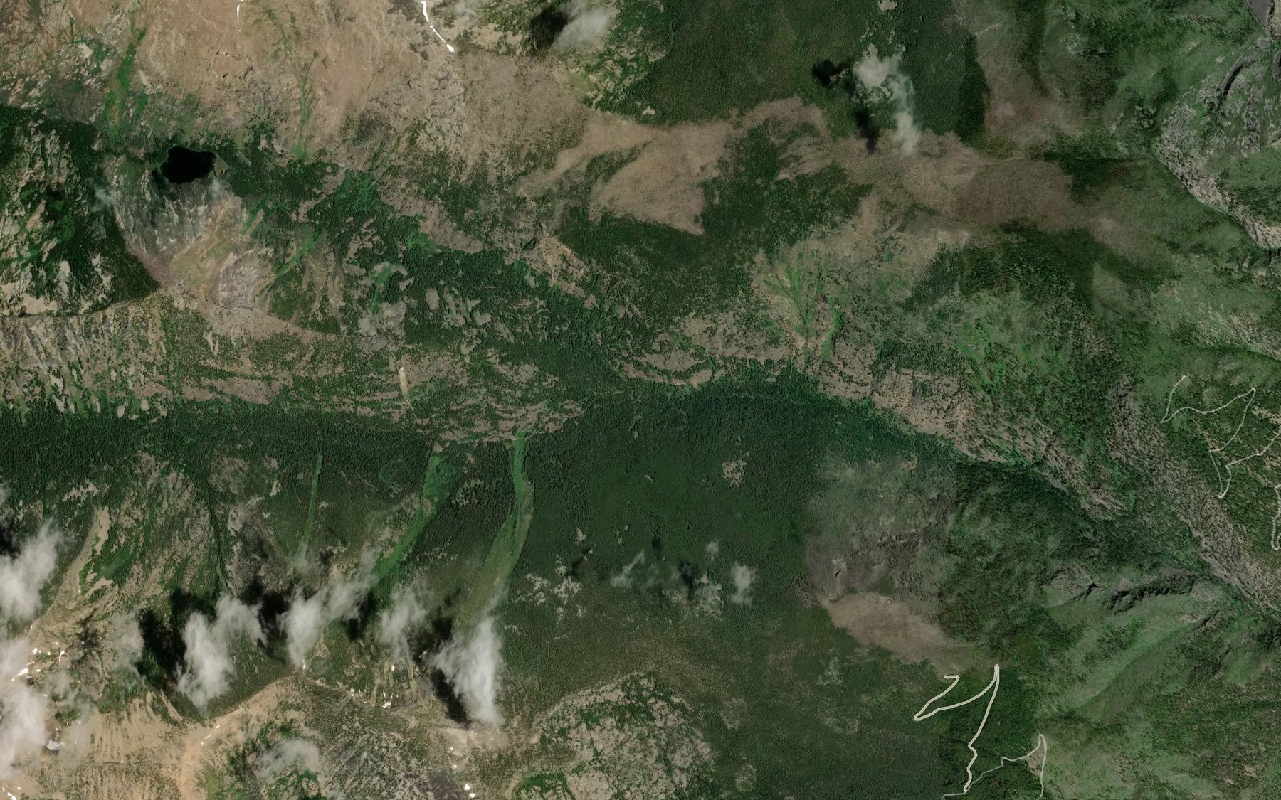 Satellite map of the South Fork Sweeney Creek