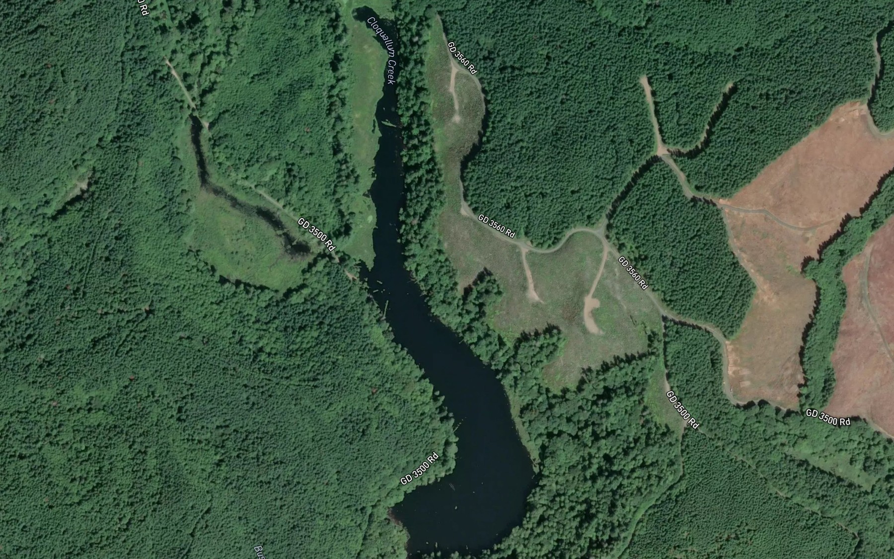 Satellite map of the Stump Lake