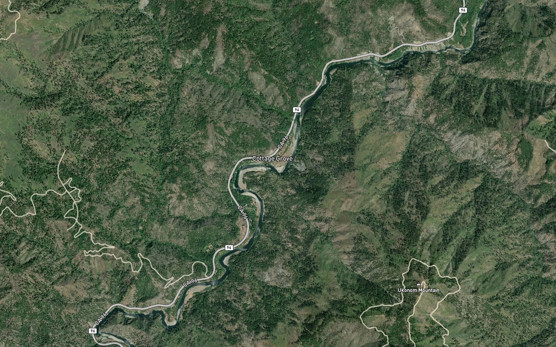 Satellite map of the Thomas Creek