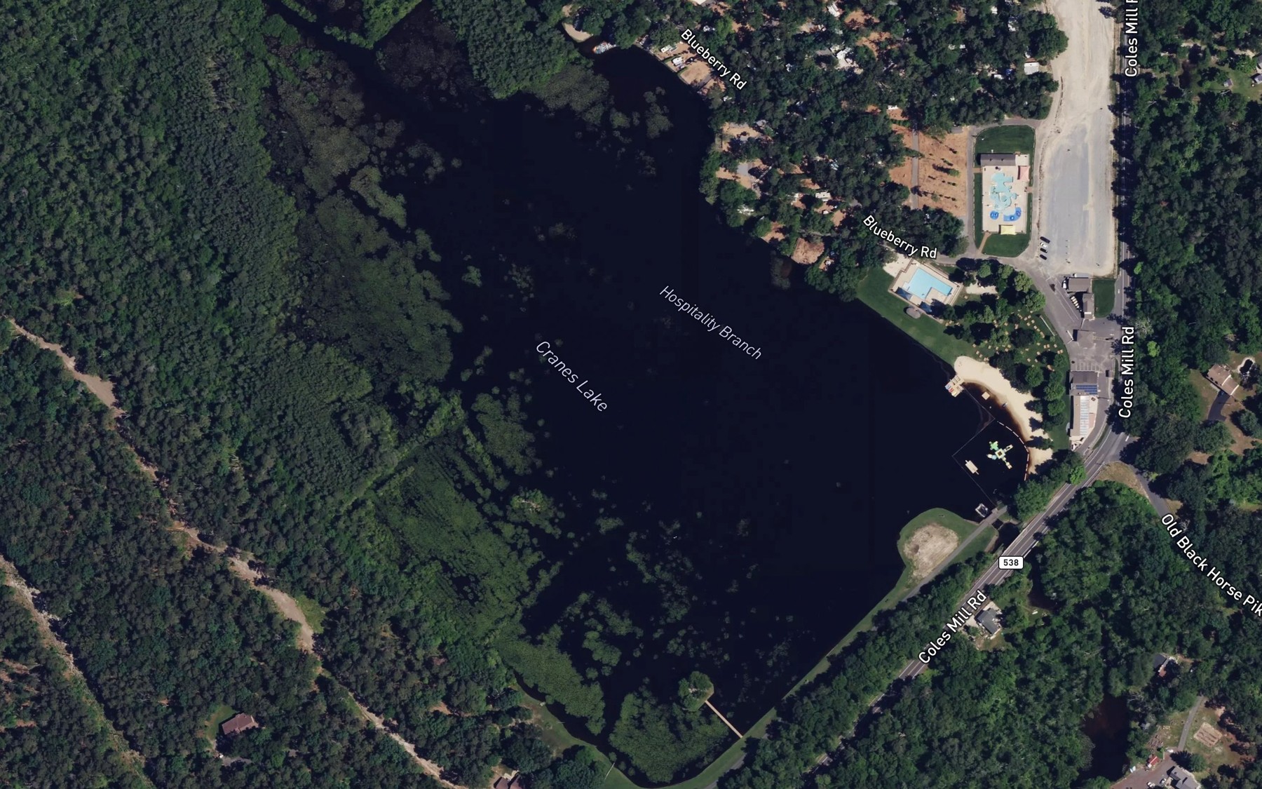 Satellite map of the Cranes Lake