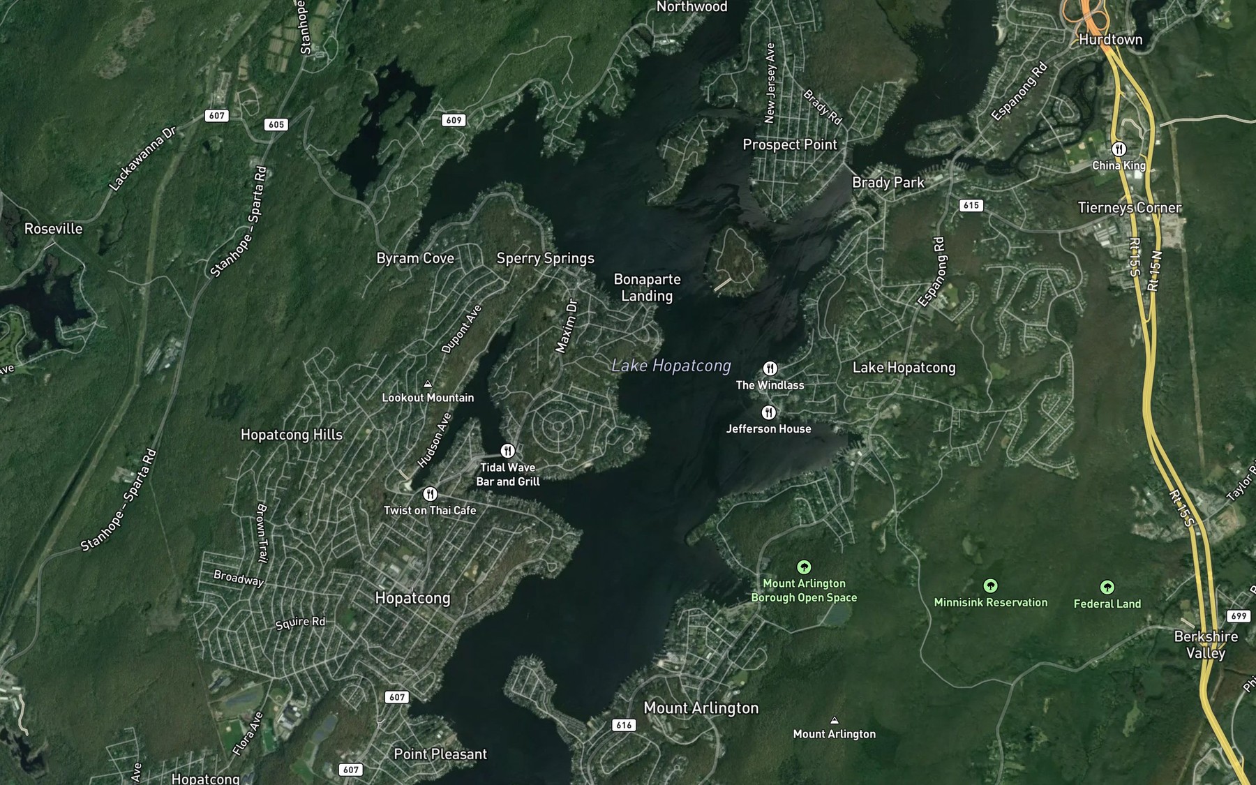 Satellite map of the Davis Cove