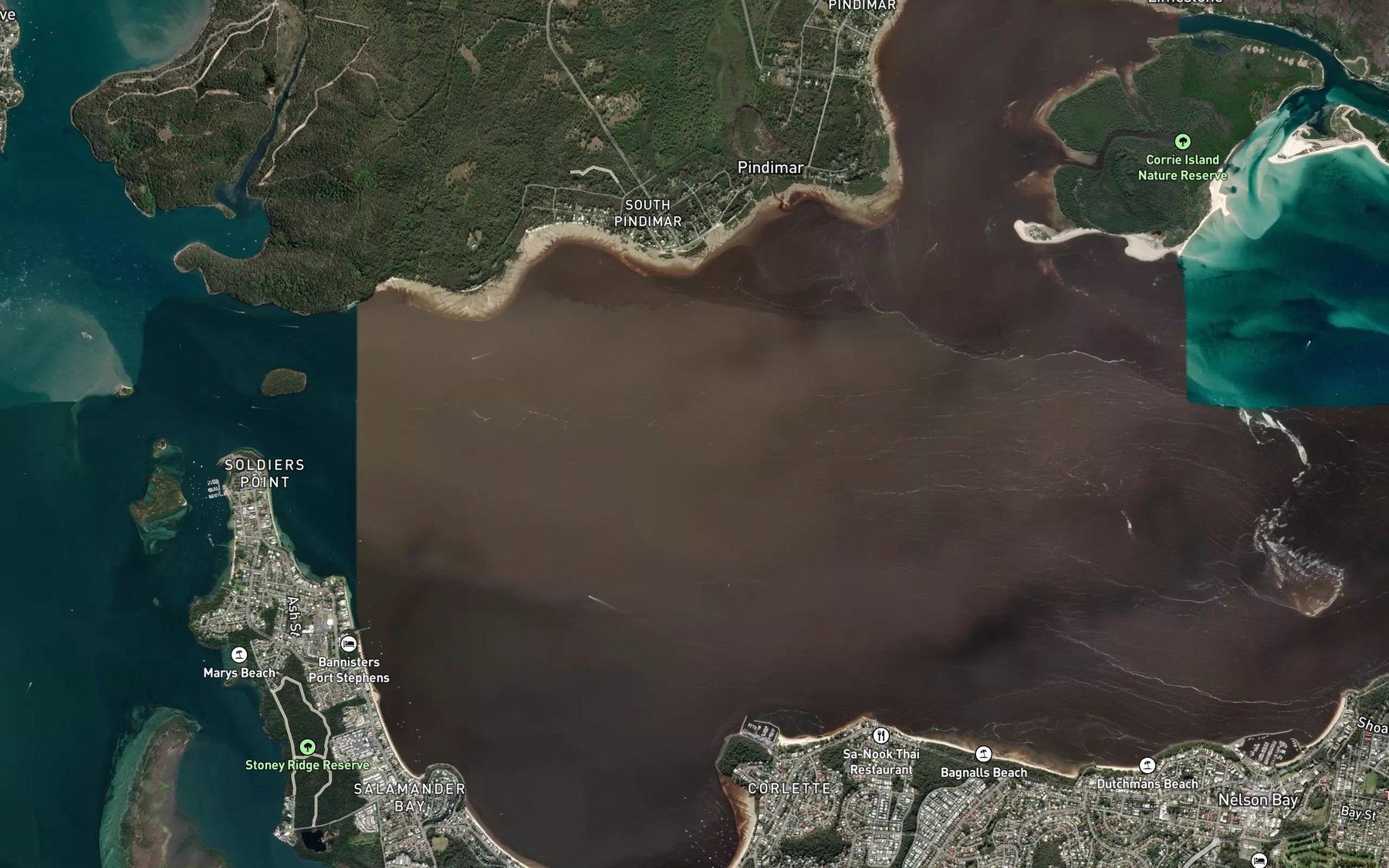 Satellite map of the Port Stephens