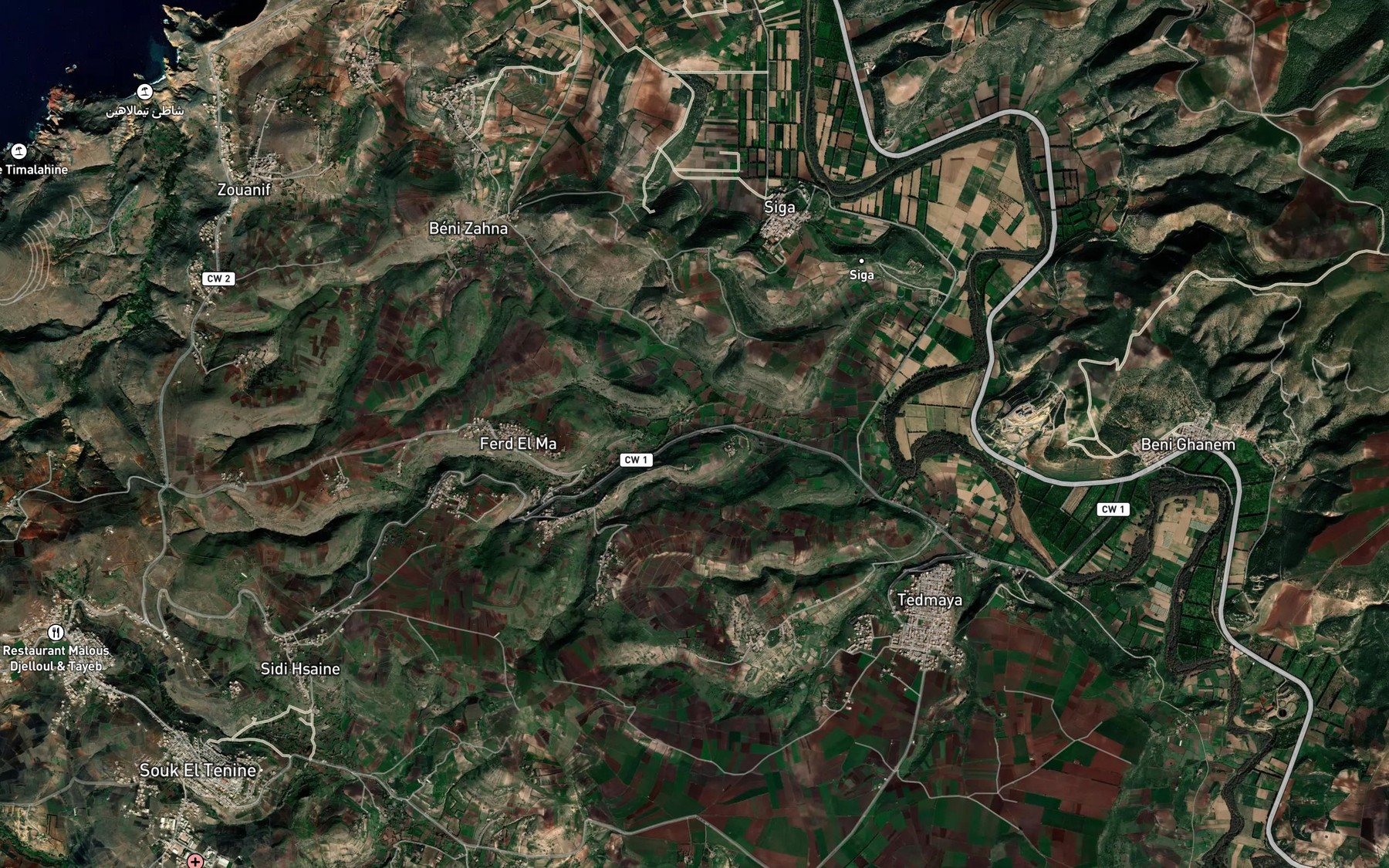 Satellite map of the Oued Ras el Ma