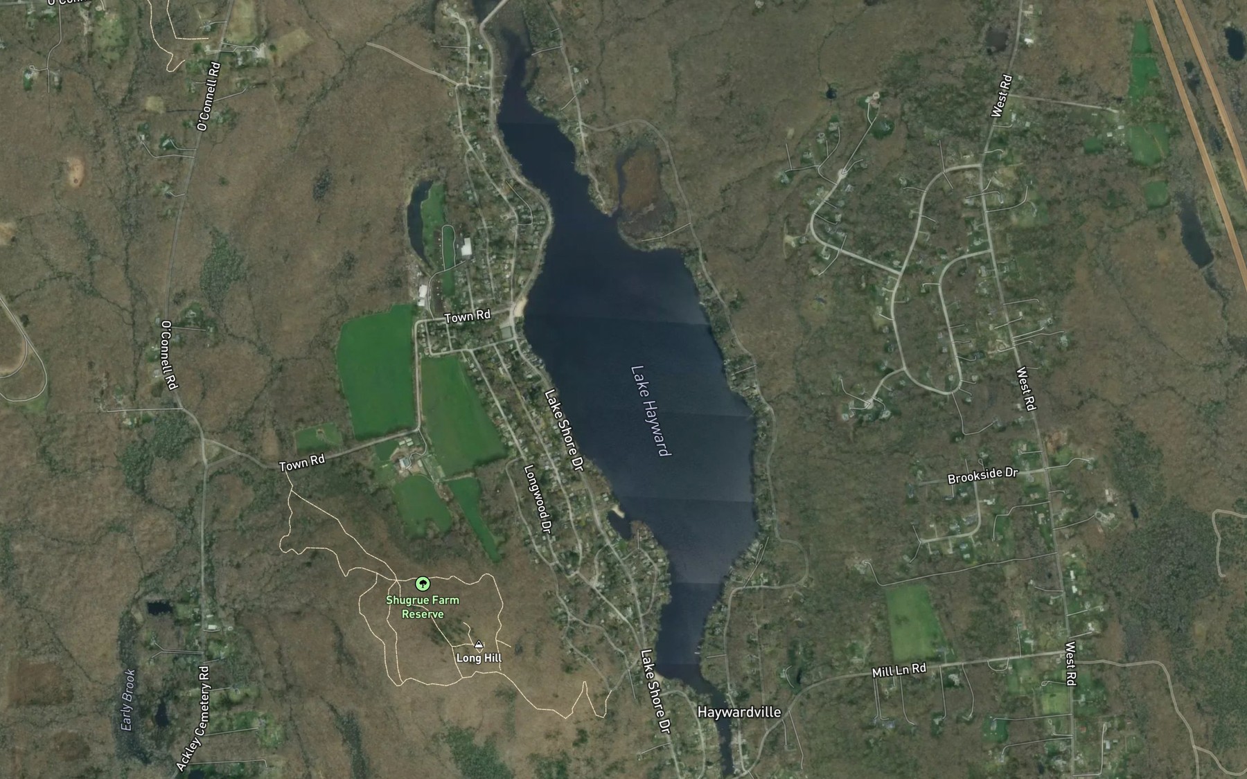 Satellite map of the Lake Hayward