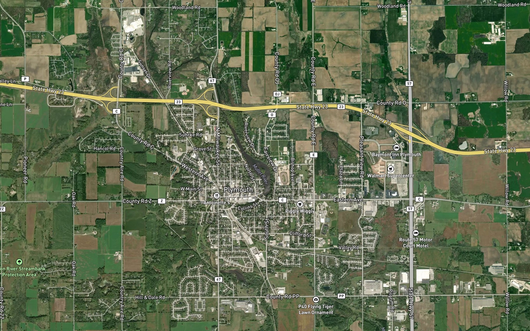 Satellite map of the Mill Pond