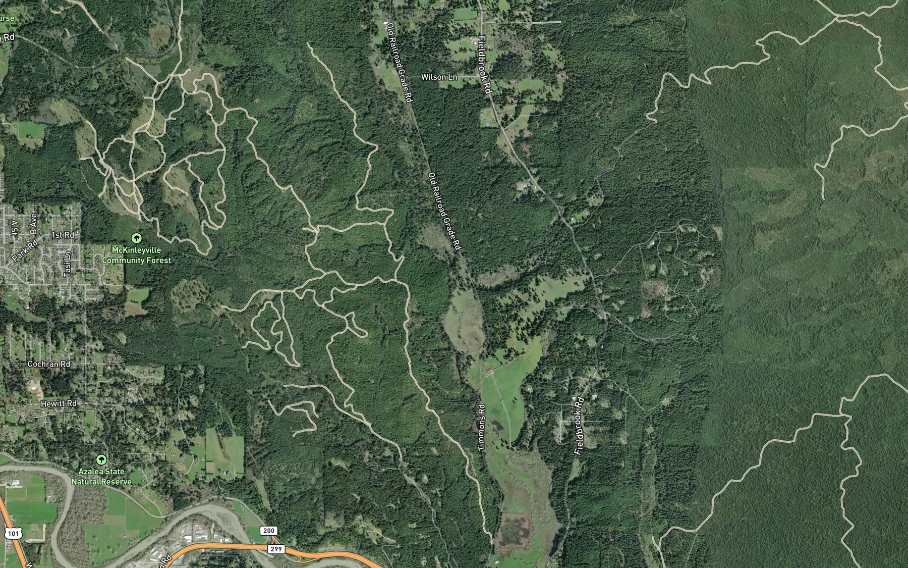 Satellite map of the Squaw Creek