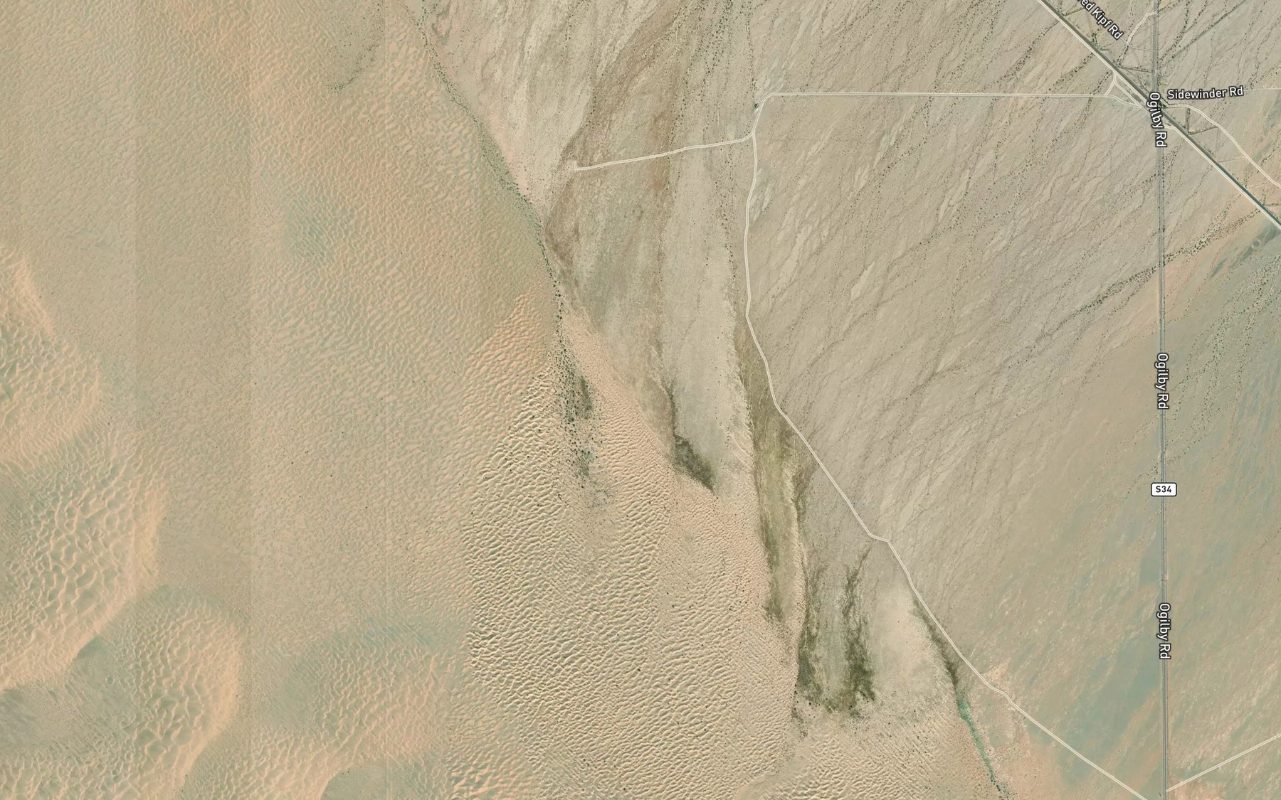 Satellite map of the Tumco Wash