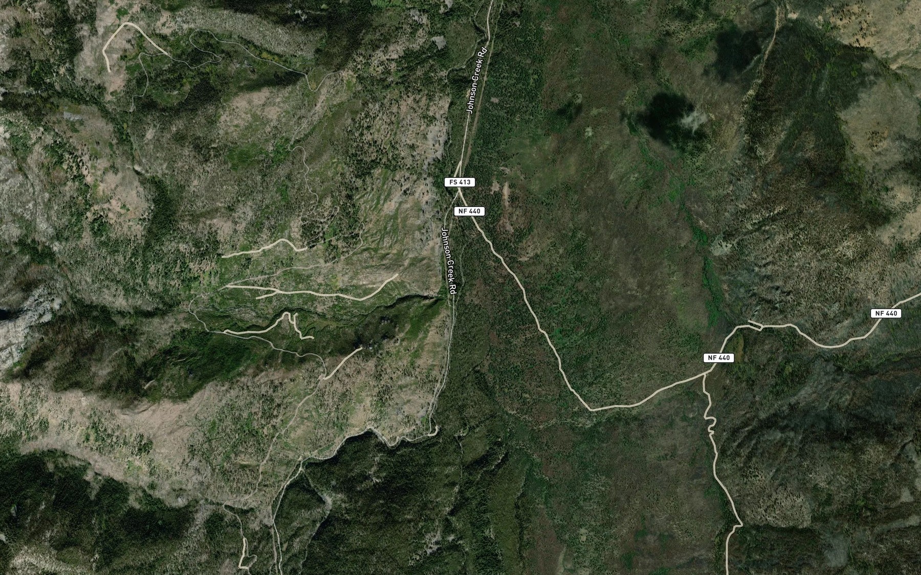 Satellite map of the Burntlog Creek