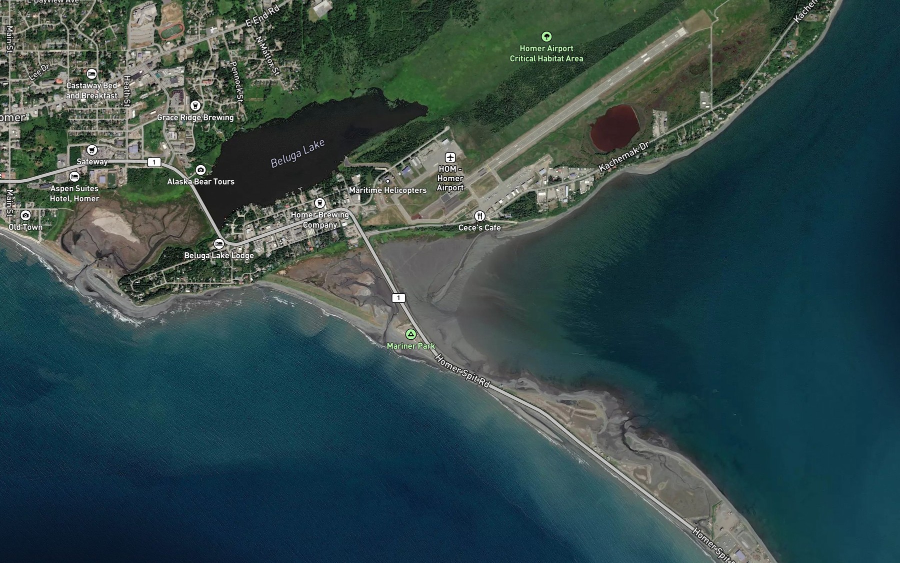 Satellite map of the Mud Bay