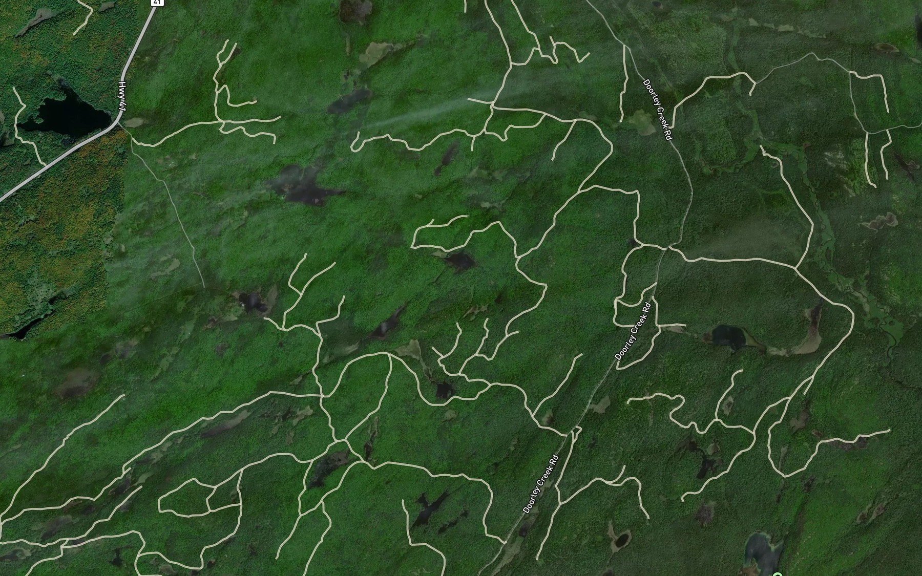 Satellite map of the Callaghan Lakes