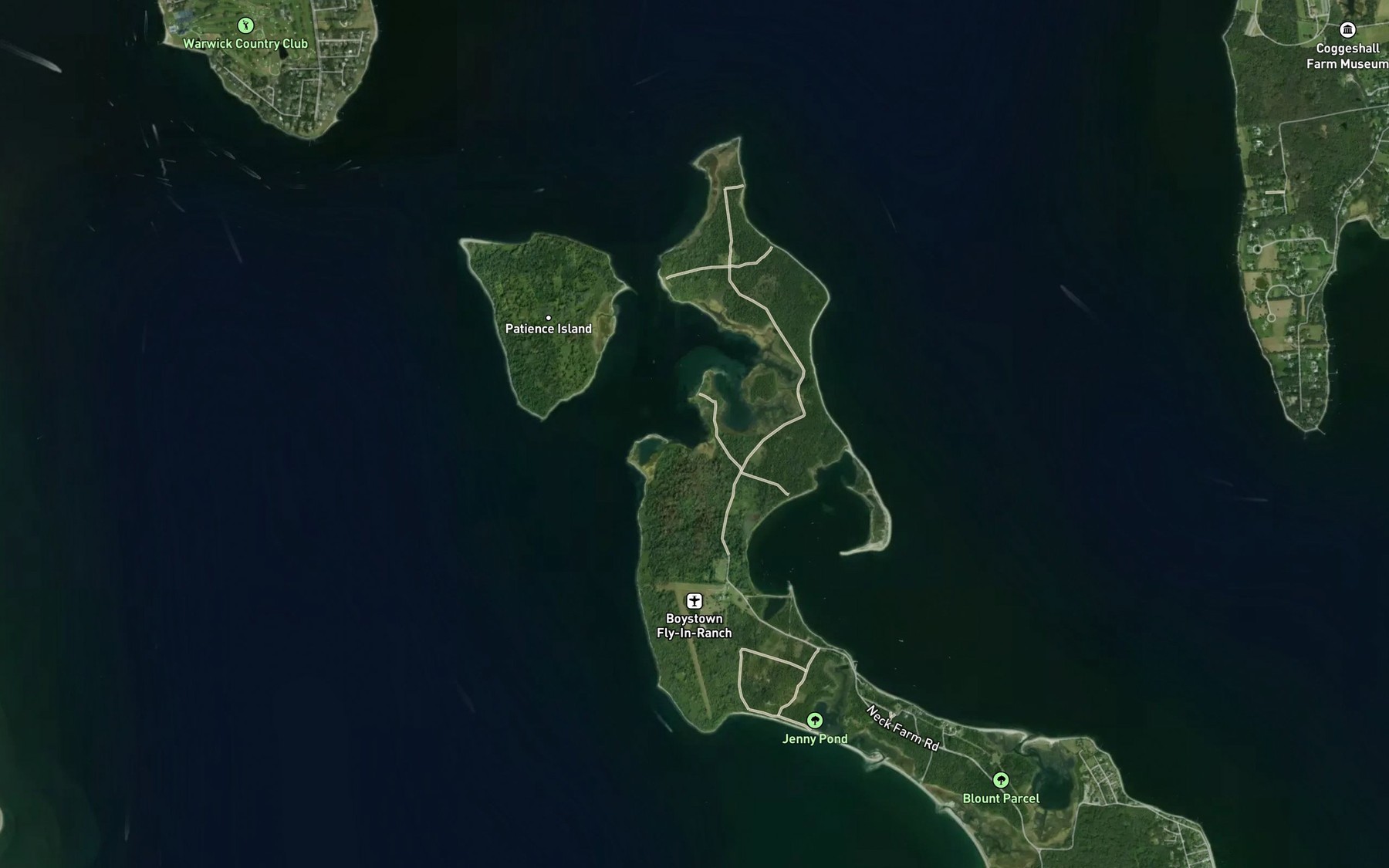 Satellite map of the Sheep Pen Cove