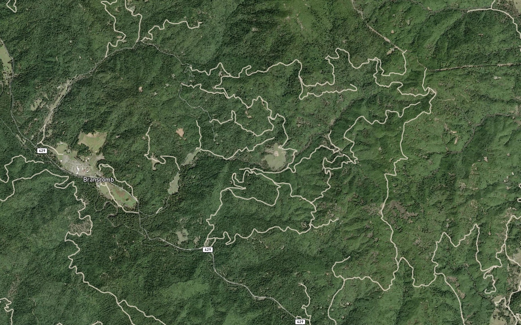 Satellite map of the Grapevine Creek