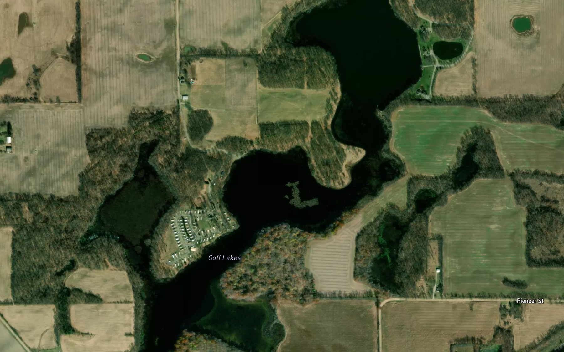 Satellite map of the Goff Lakes
