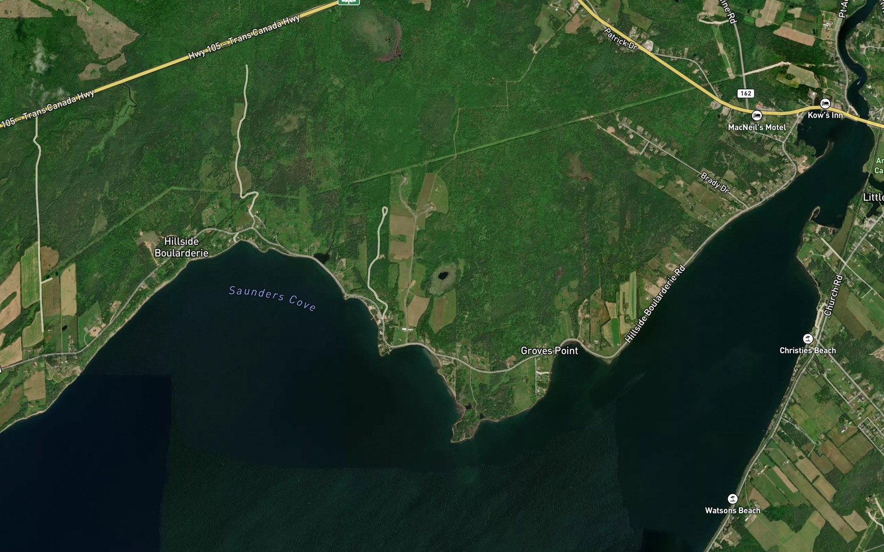 Satellite map of the Glen Lake