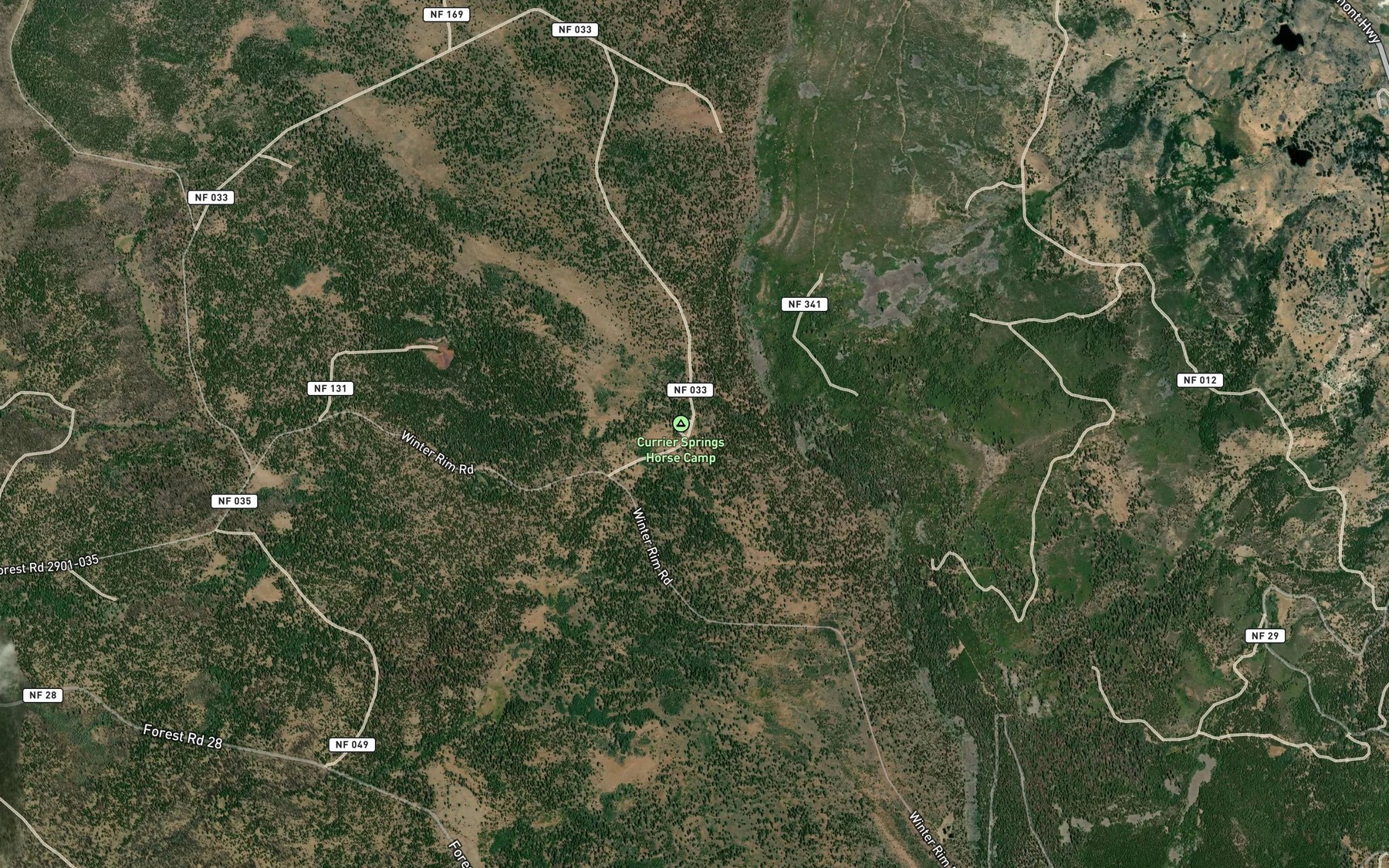 Satellite map of the Currier Spring