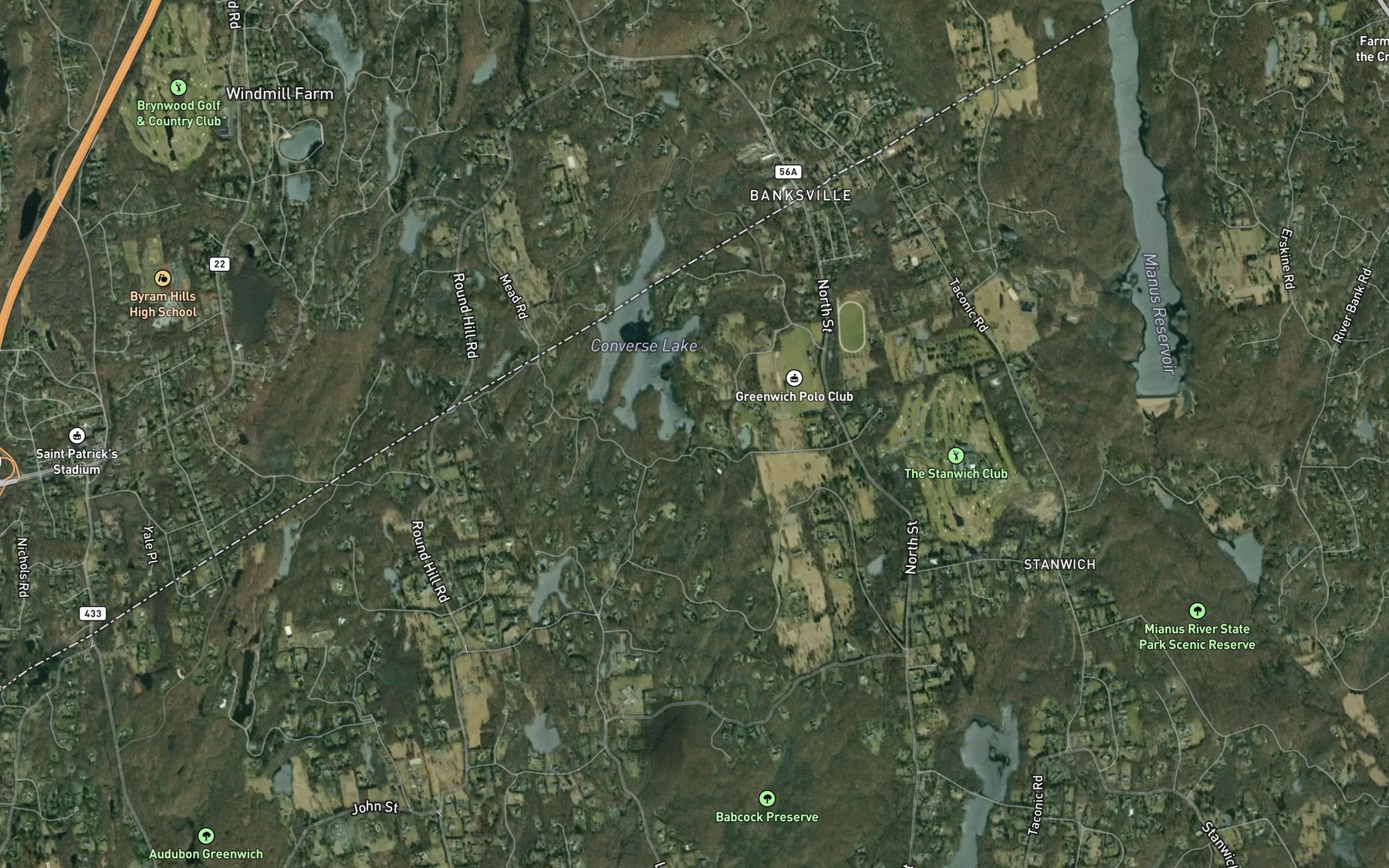 Satellite map of the Converse Lake