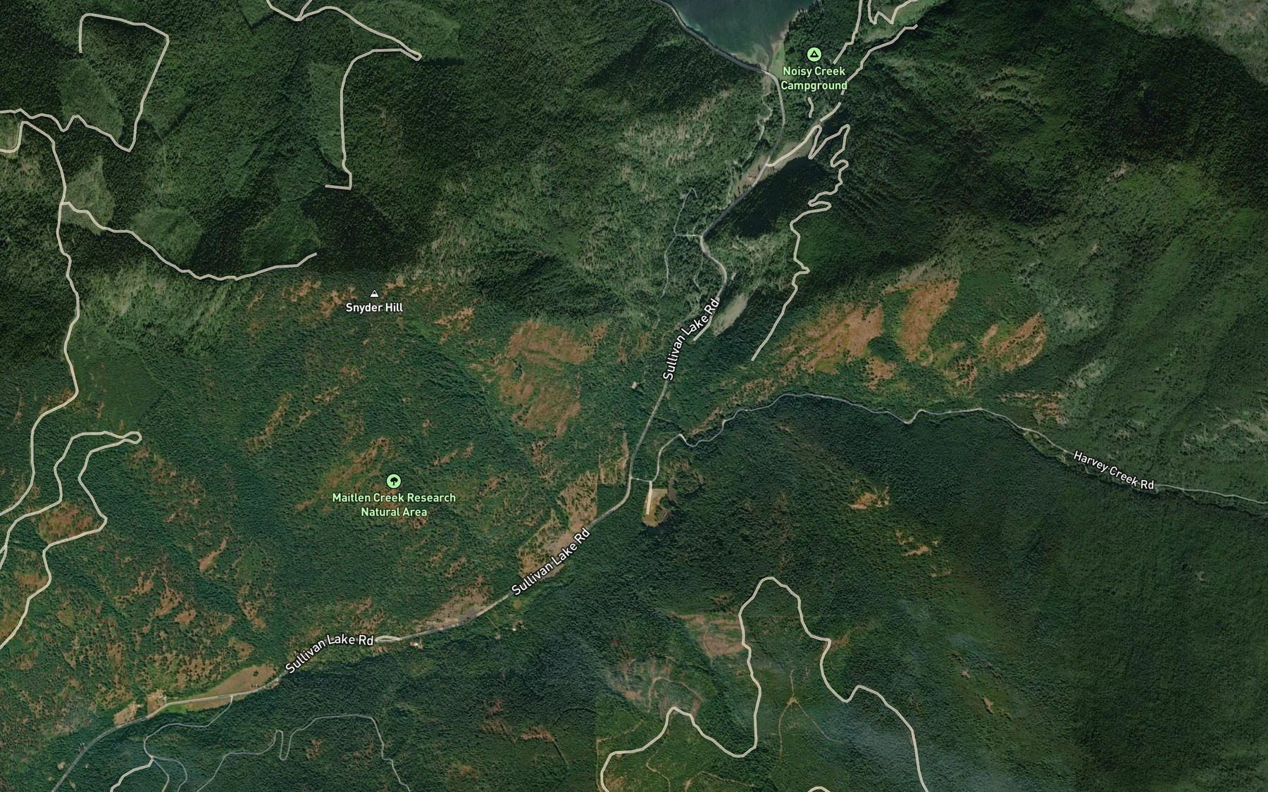 Satellite map of the Paupac Creek