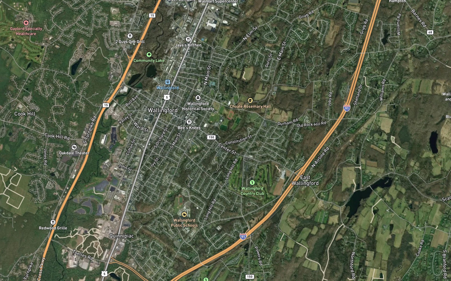 Satellite map of the Simpson Pond
